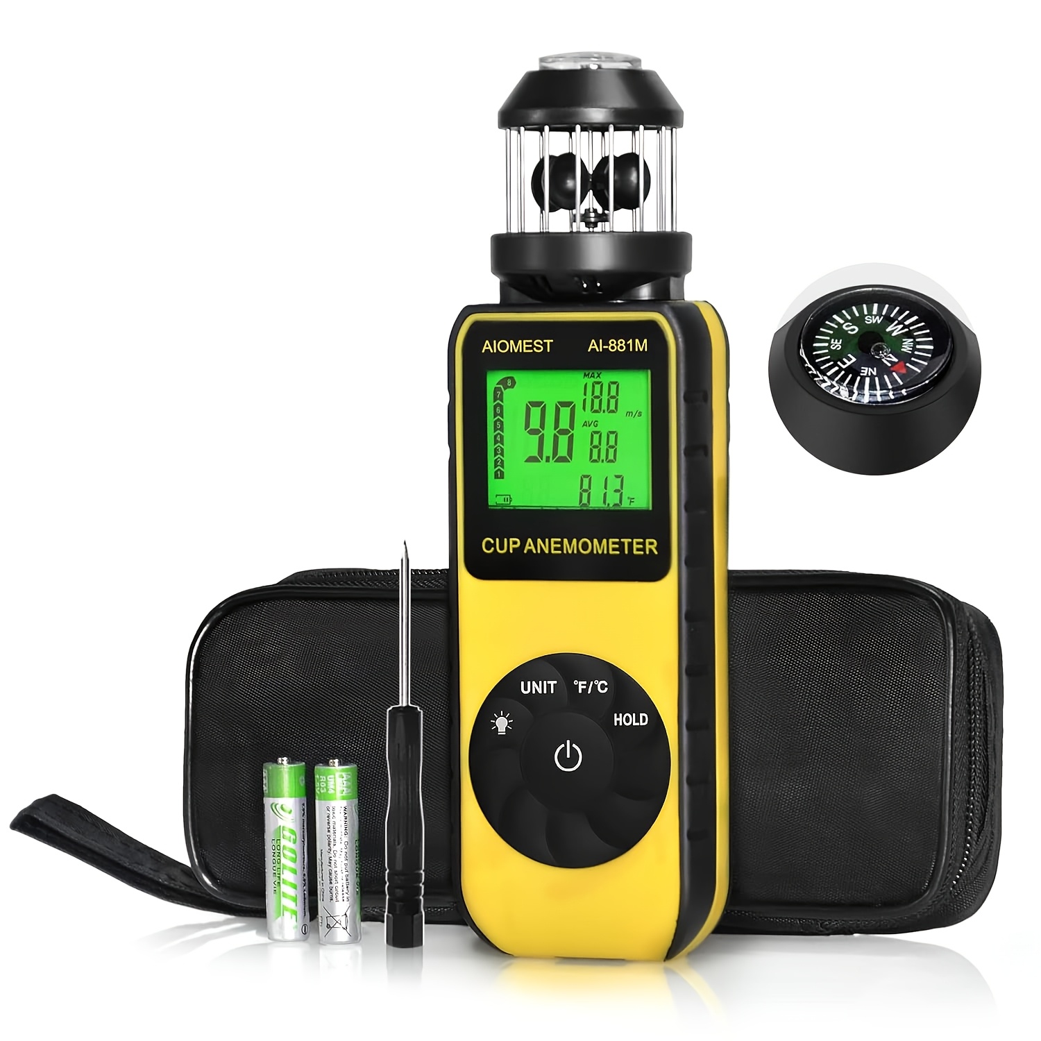 Air Quality Monitor RQ-881M Digital Anemometer Handheld Wind Meter ...