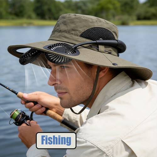 rechargeable bucket hat with built in fan fan hat for camping beach essentials gift for men and women 2 in 1 hat with detachable neck fan for men and women fishing bucket hat for hiking travel and gardening