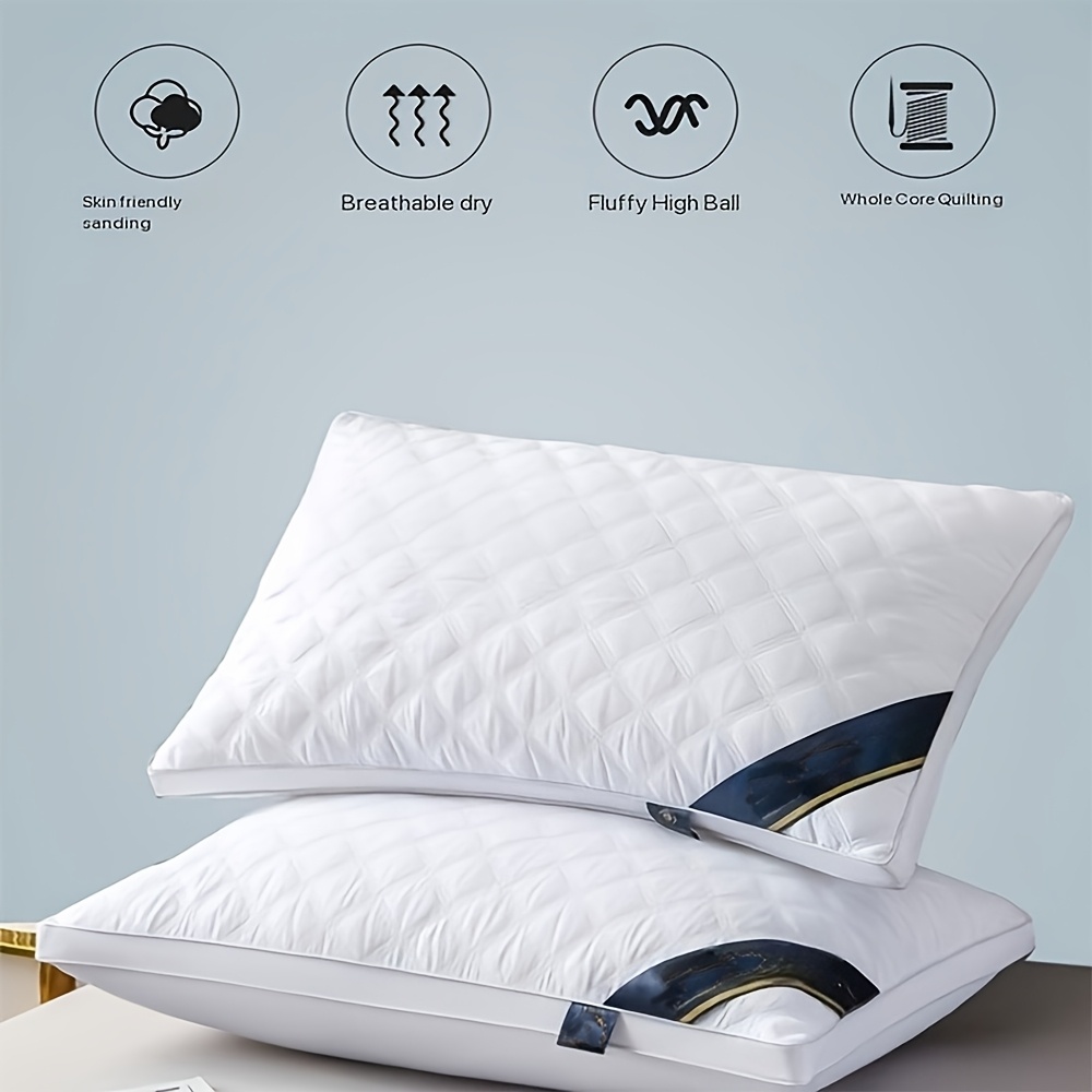 Image of 2/ 4pcs Pillows For Sleeping 2pcs/ 4pcs 48x74cm Luxury 5- Quality Quilted Deep Sleep Neck Support, High-density Non-sagging Suitable For Living Room, Bedroom, Home, Bedroom Essentials, Modern