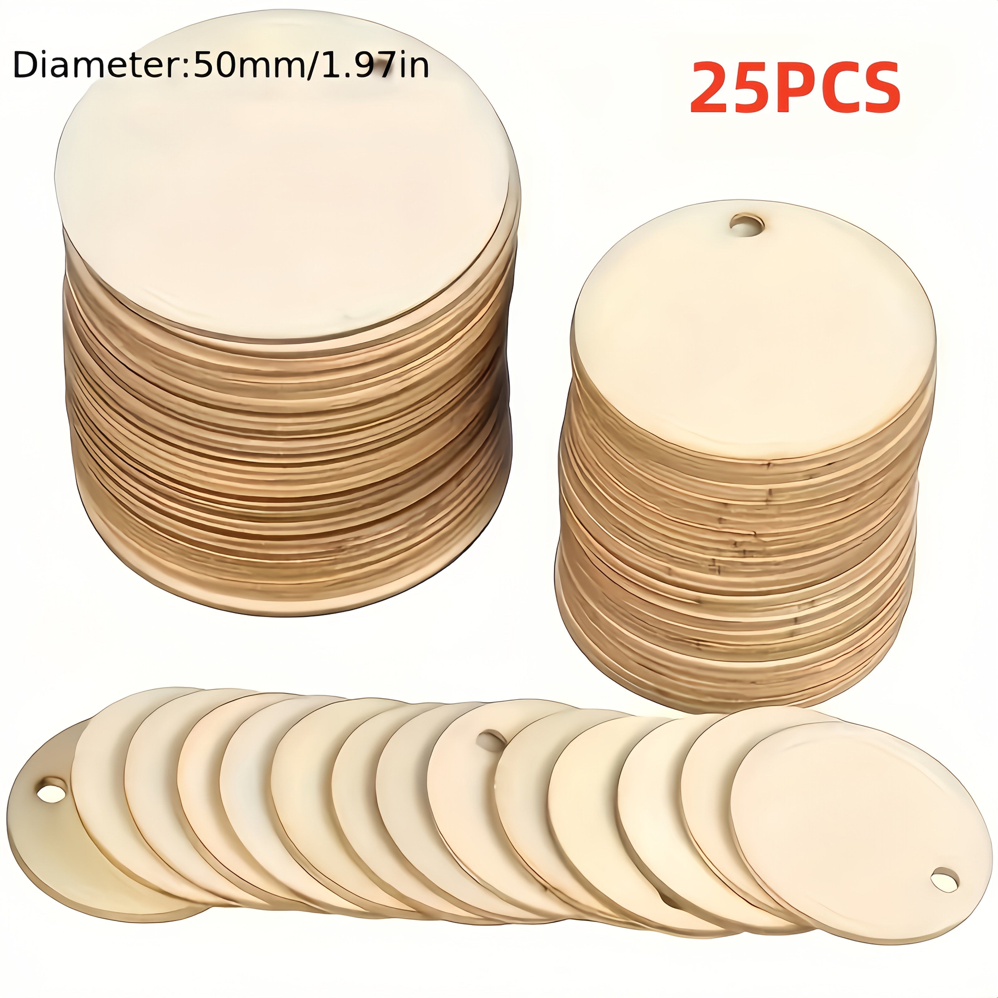 25pcs Wood Blanks - 5cm/1.97inch Round Perforated Board With Holes For Diy Crafts,, For Model Making - Material For Woodworking Projects, Blank Wooden Circles For S & Art Supplies
