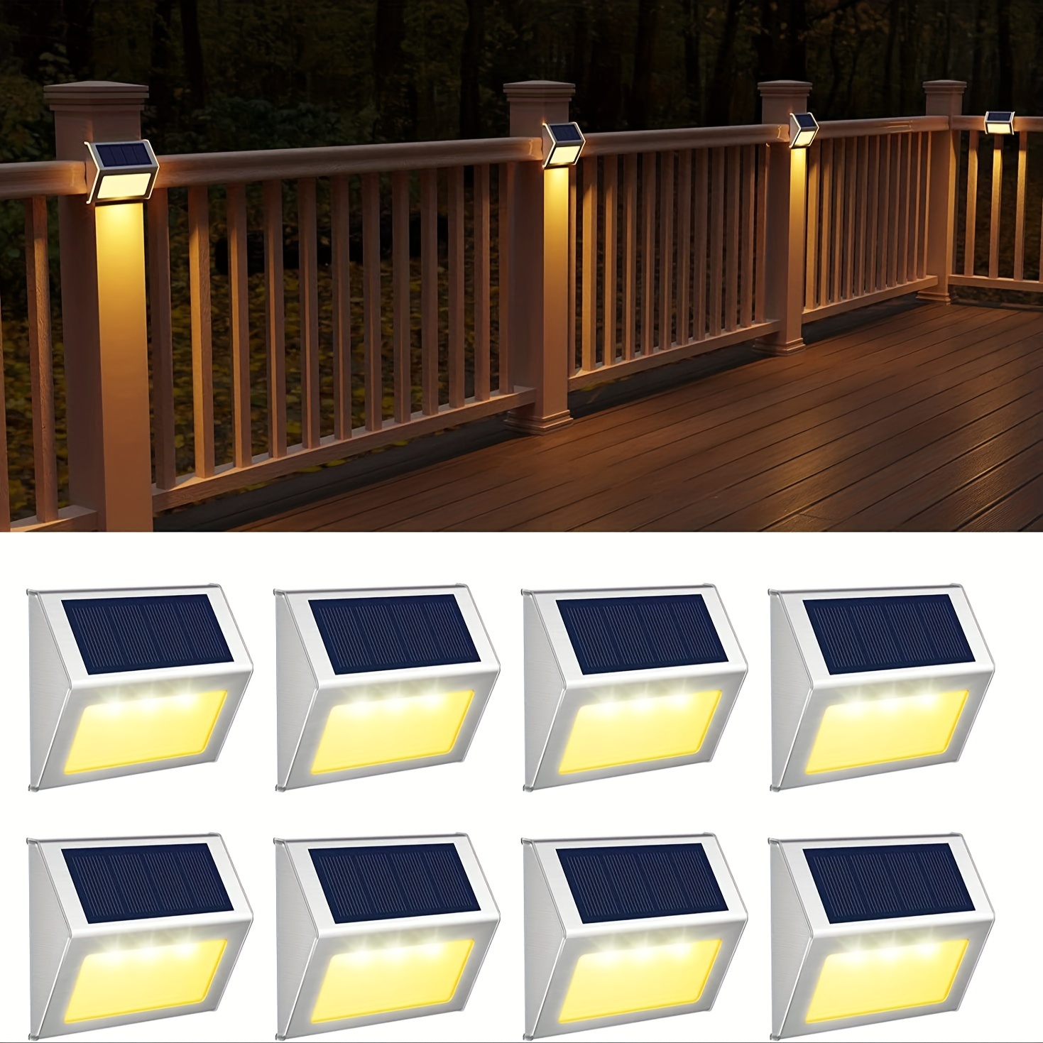 

6pcs Solar Led Deck Lights, Easy To Install, Suitable For Gardens, Patios, And Roads