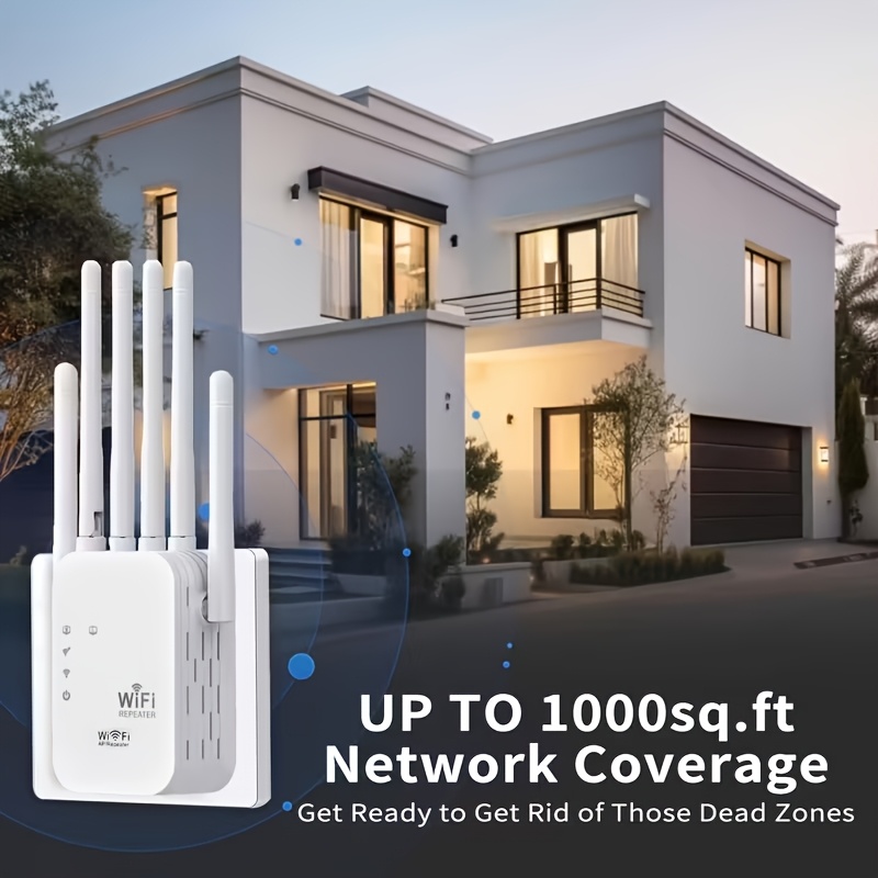 1200mbps wifi 6 booster and mesh network extender dual band 2 4ghz 5ghz 6 antenna high speed wi coverage compatible with smart tvs gaming consoles supports connections from 45 devices Product details 3
