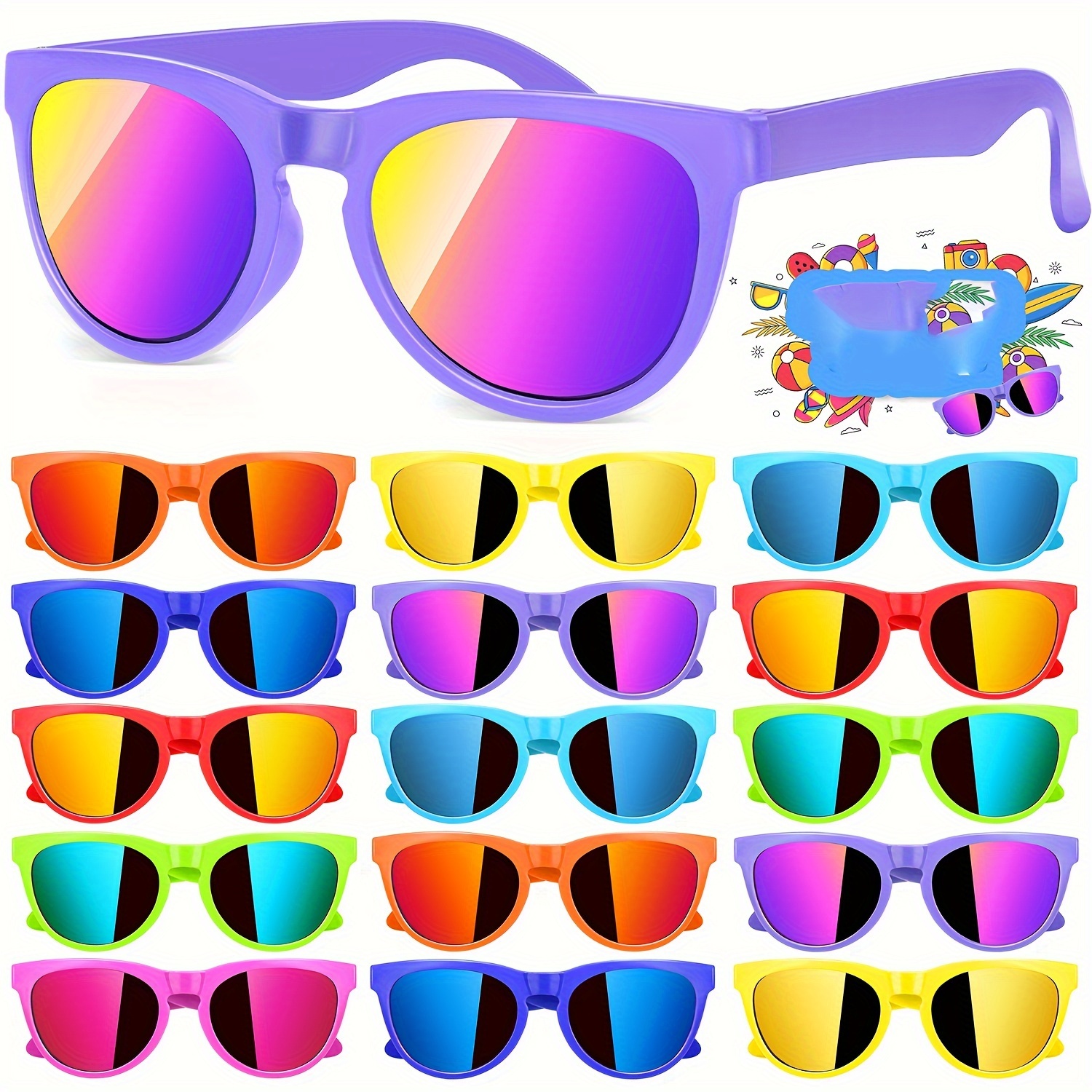 

Kids' Party Fashion Fashion Glasses 16/24 Piece - Stylish Solid Color, Perfect For Boys & Girls Ages 3-8, Ideal For Summer Beach & Pool Parties, Great Gift Bag Fillers
