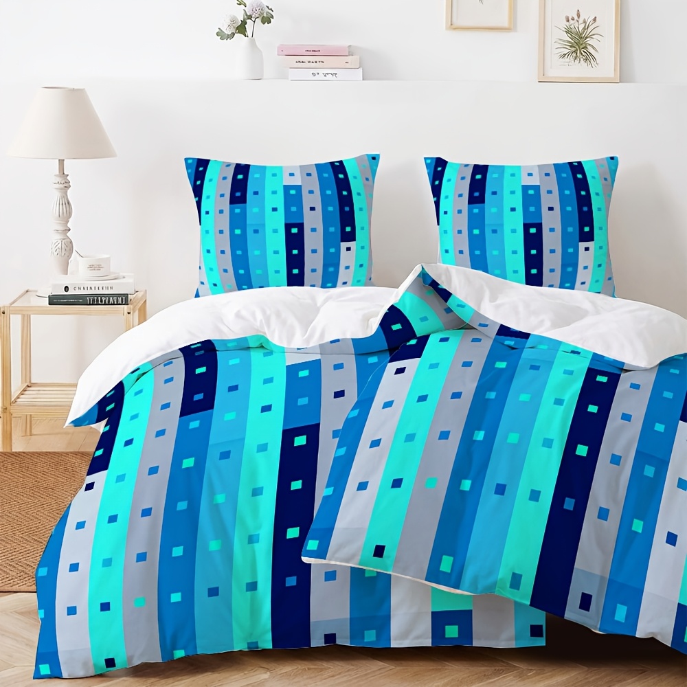Latacaca Size 4pcs Geometric Stripe Duvet Cover Set For Bed Bedding With 2 Duvet Covers And 2 Pillowcases 80 X 80 Cm For Single And Double Beds