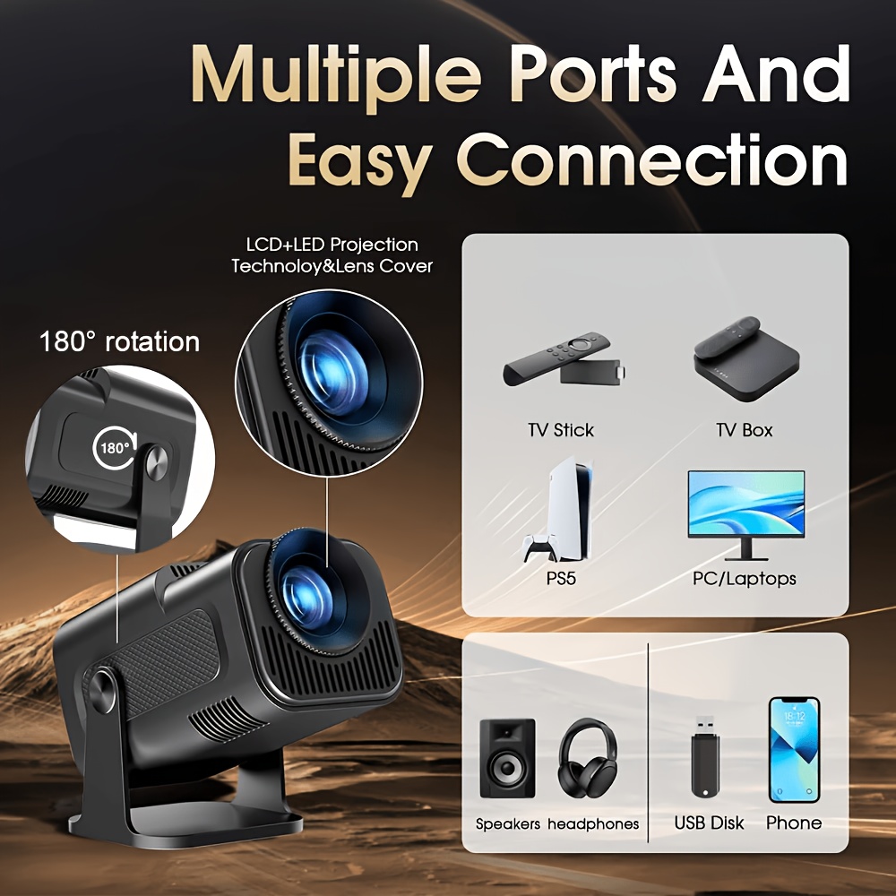 Mini Projector with WiFi and Wireless, Native 720P