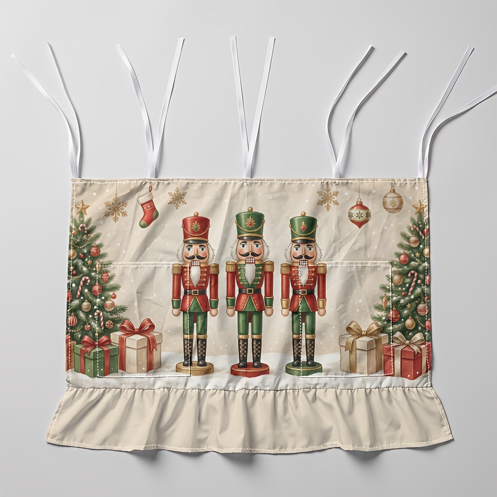 TEMU 1pc Christmas Classic Nutcracker Soldier 2d Flat Oven Door Curtain With Storage Pockets 76x54cm, Kitchen Stove Cover, Dishwasher Skirt, Cabinet