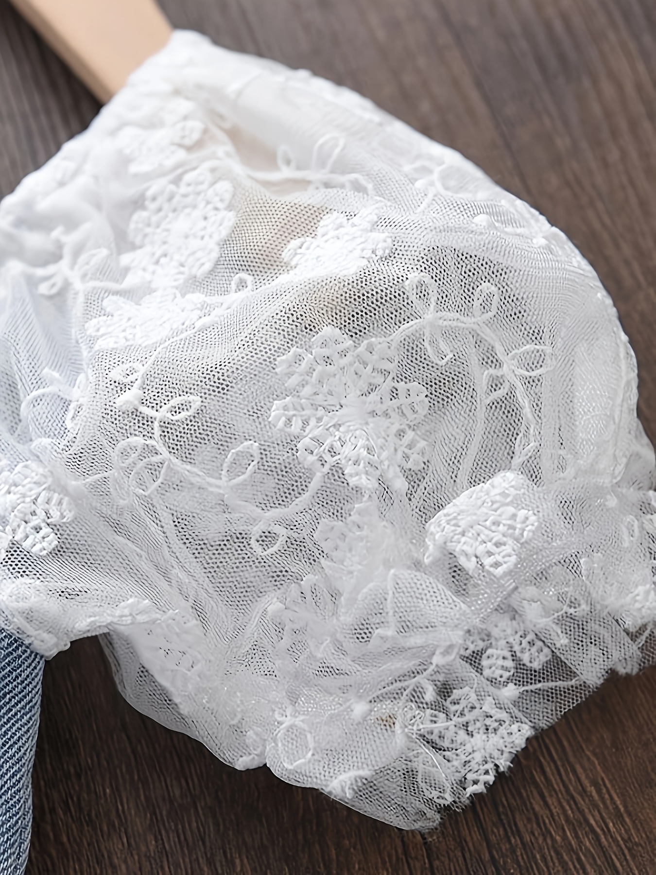 girls stylish a line dress with bubble gauze sleeves and soft denim a trendy new summer outfit for children Product details 4