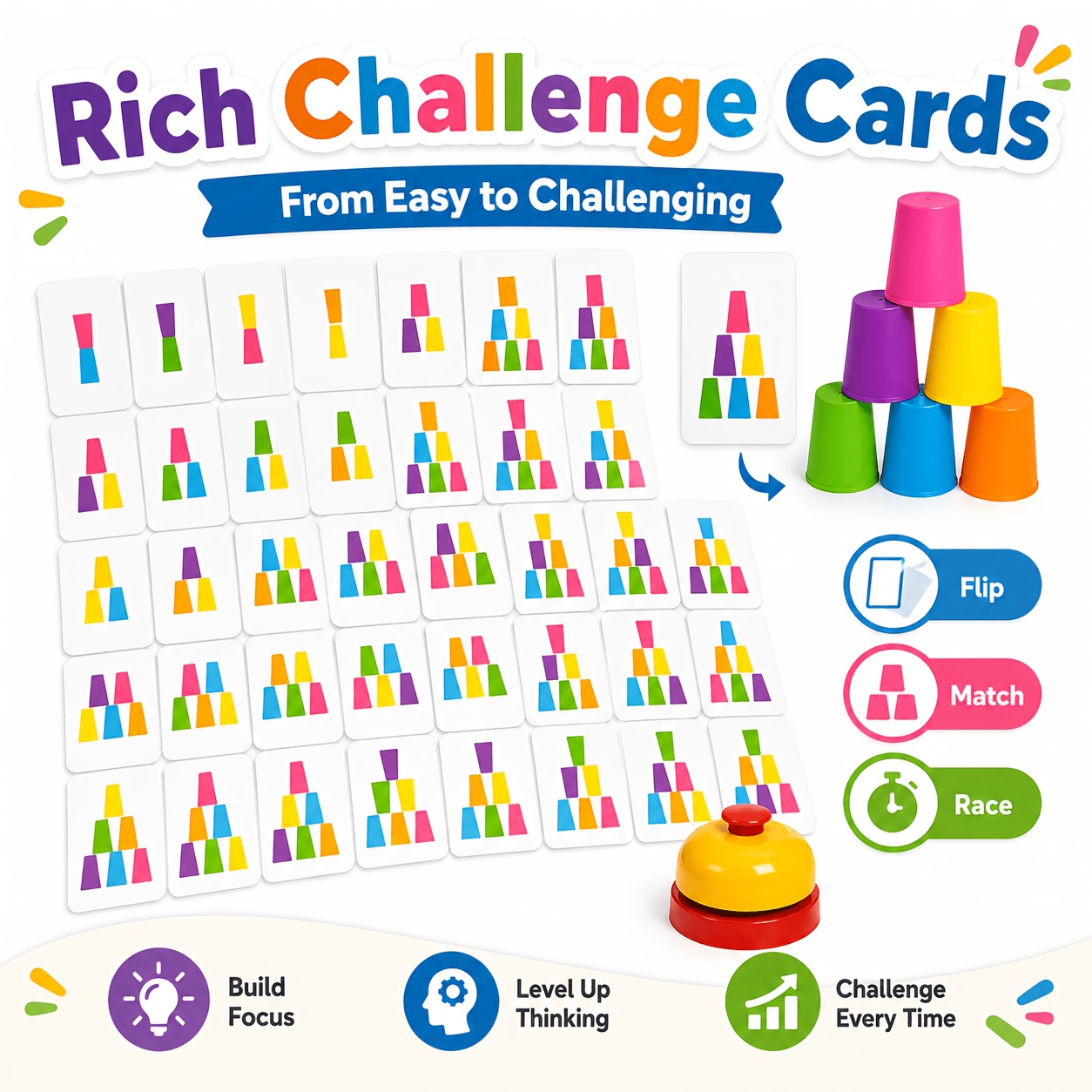 Memory Flipping Cup Game, Stackable Matching Cups Set