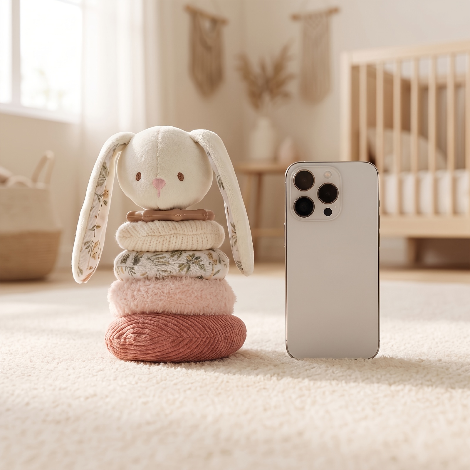 Baby's Long-Eared Stacking Toy, Multi-Functional Rabbit Interlocking Toy
