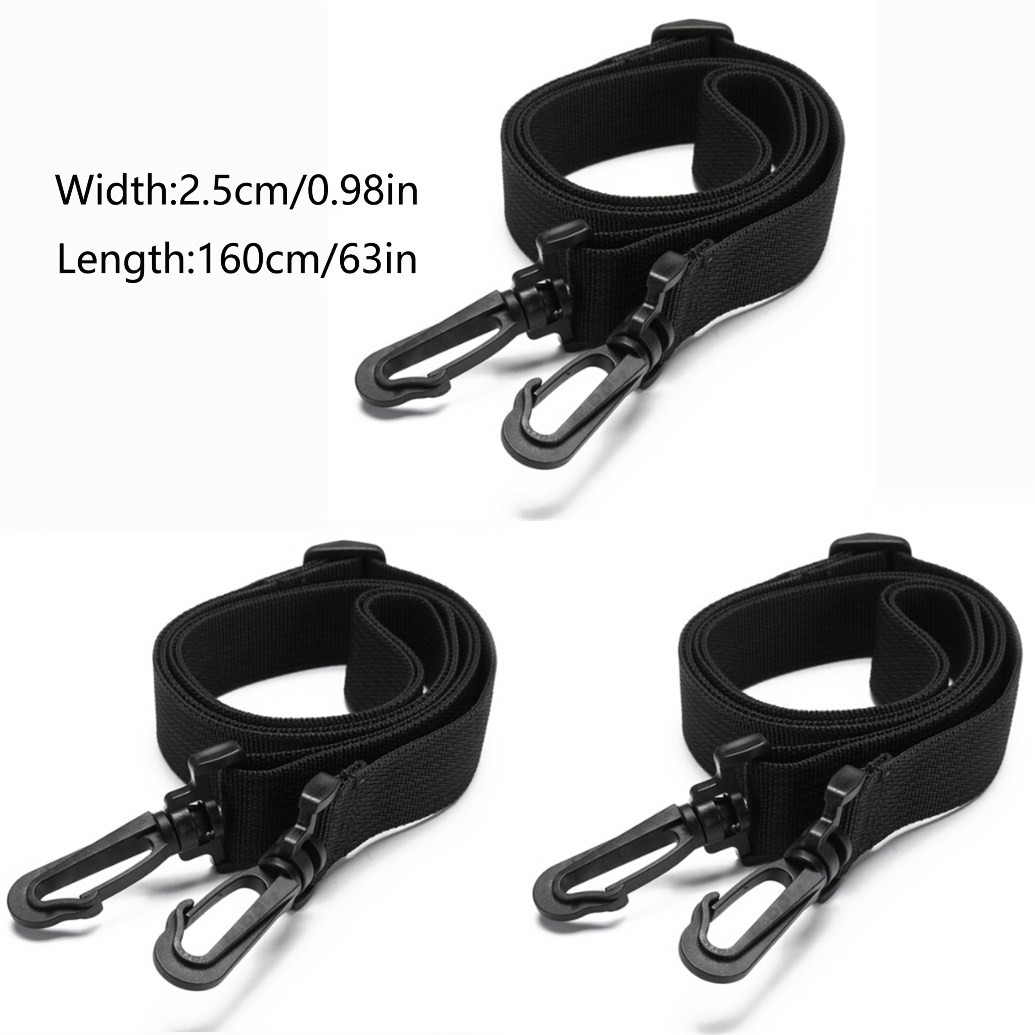 TEMU 1/3pcs Adjustable Nylon Backpack Strap, Durable Laptop Bag Single Shoulder Crossbody Strap, With Rotating Hook, Suitable For Men And Women,