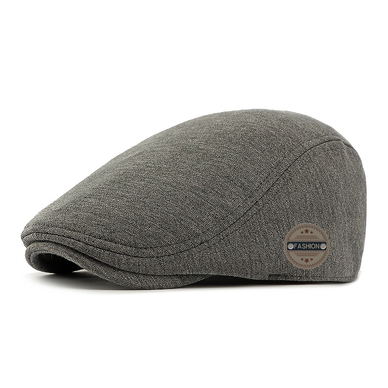 TEMU Men' & Women' Newsboy With Adjustable Pvc Coated Closure - Solid Color Flat Brim Hat Suitable For Daily Casual Wear, Spring/autumn Outfits,