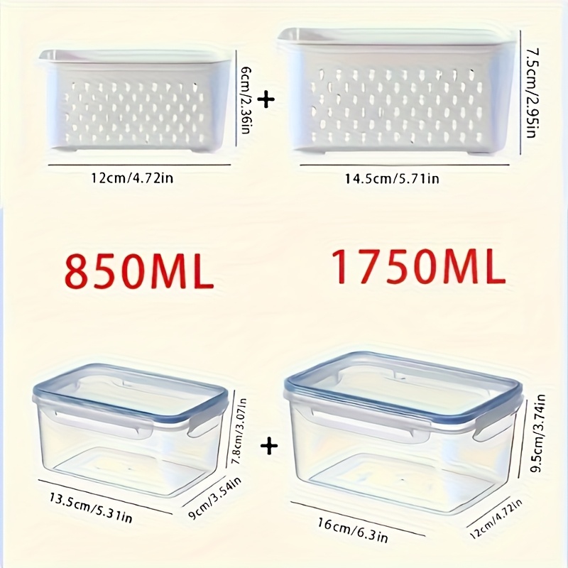 Image of Rv Kitchen, Rv Kitchen Refrigerator Accessories For Home , Storage Containers - 4pcs Set, Leak-proof, 2-layer Airtight Design | Reusable, Stackable, Perfect For Meal Prep & Kitchen Organization