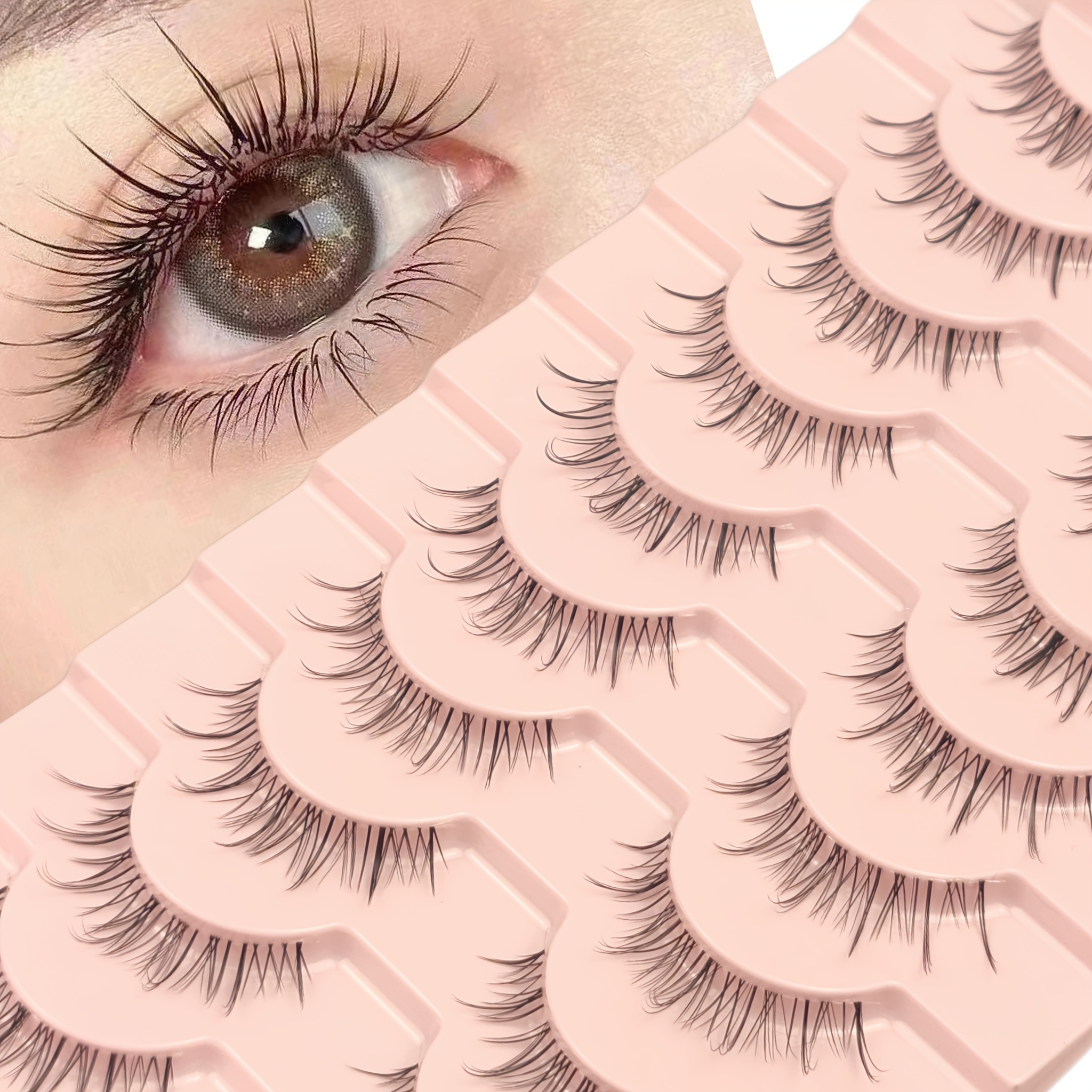 

Natural & False Eyelashes - 5/10 Pairs Assorted Lengths 6-15mm, Mixed Thickness -0.07mm, C&d With Doll, Cosplay & Anime Styles - Easy To Apply, Self-adhesive, Reusable Lashes For Makeup &