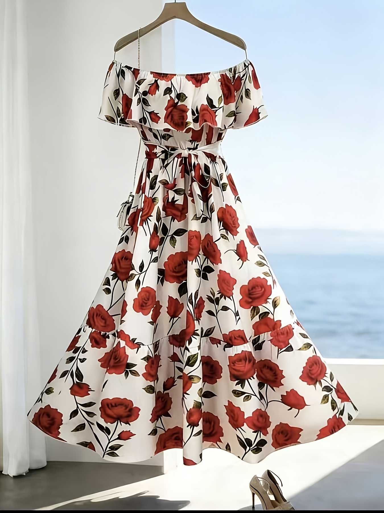 beautiful long dresses casual summer for women sold on Temu United States simple casual dresses 90s Retro Theme Dress Asymmetric Neck This womens summer dress Size:D0