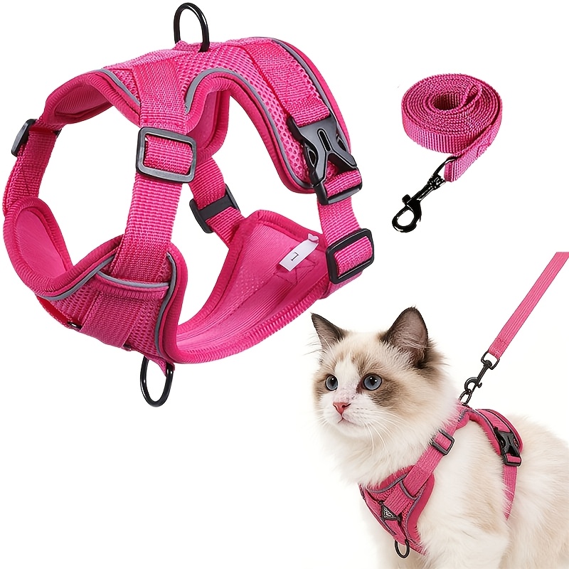 TEMU Suitable For Small Dogs And Cats, 2pcs Set: Cat Harness And Leash, Anti-escape Adjustable Soft Mesh Cat Harness. Suitable For All Types Of Cats.
