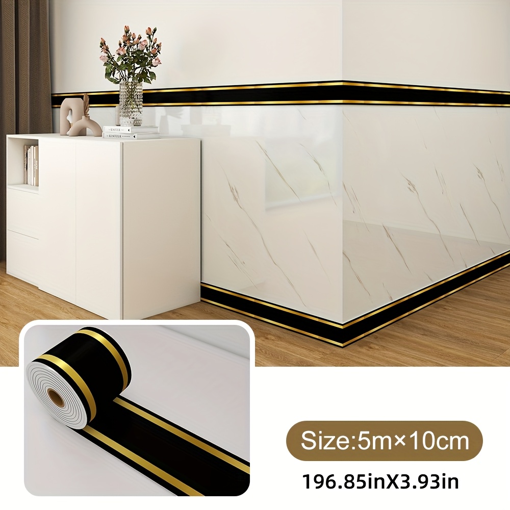 E-shop 1 Rolle 10 cm x 5 m Luxus Selbstklebende Sockelleisten-Schutzleiste & Wandkantenschutz, Extra Stark – Schutz für Kanten, Ecken, Decken