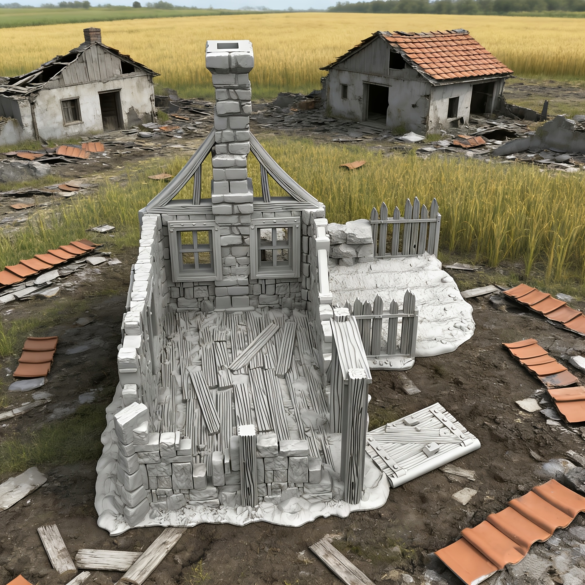 Ruined House Model for Tabletop Games