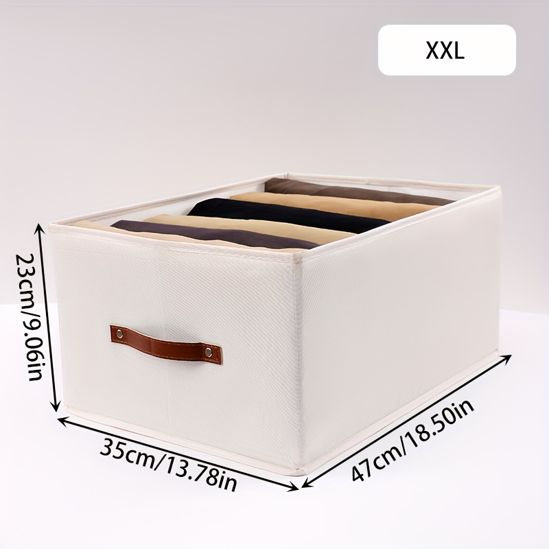 TEMU 1pc Modern Oxford Fabric Storage Box With Upgraded Leather Handle, Rectangular, Multipurpose, Clothes Organizer For Home - Perfect For Seasonal