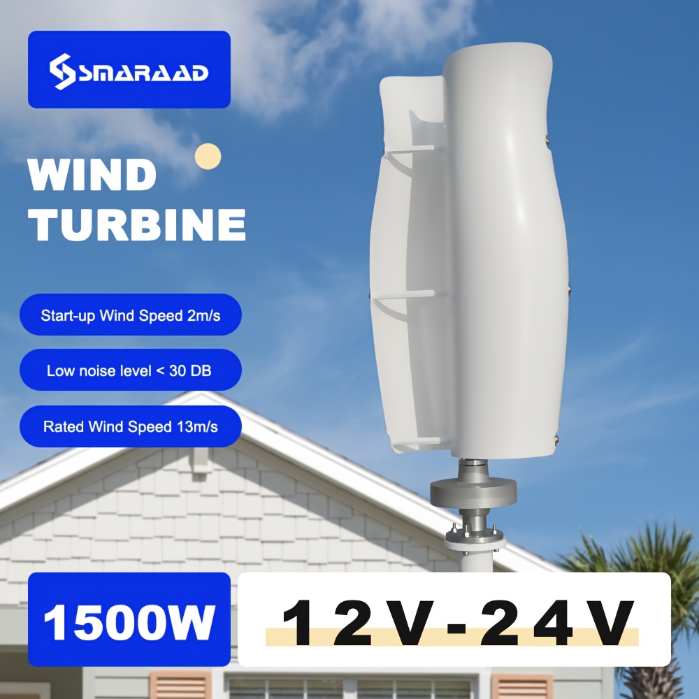 Tulip Vertical-axis Wind Turbine Generator With Mppt Controller - 12v/24v Suitable For Camping, Rooftop & Off-, Low Wind , Portable Wind- For Rv, Street Lighting, Systems