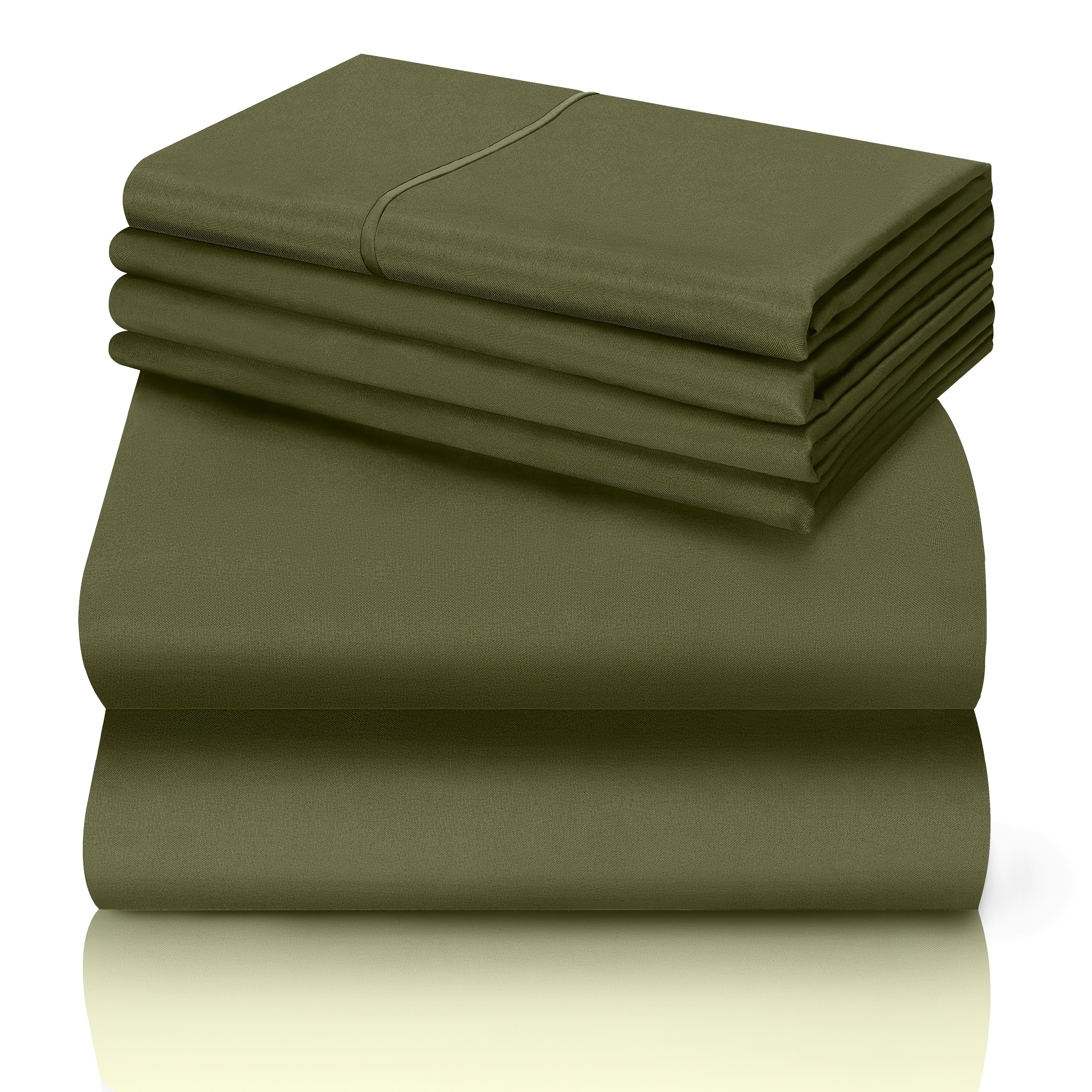 TEMU 6pcs Sheet Set, Breathable, Wrinkle-resistant, Cool, Machine Washable, Solid Color, Suitable For All , 18-inch Deep Pocket - Includes 1 Flat Sheet, 1 Fitted Sheet, 4 Pillowcases