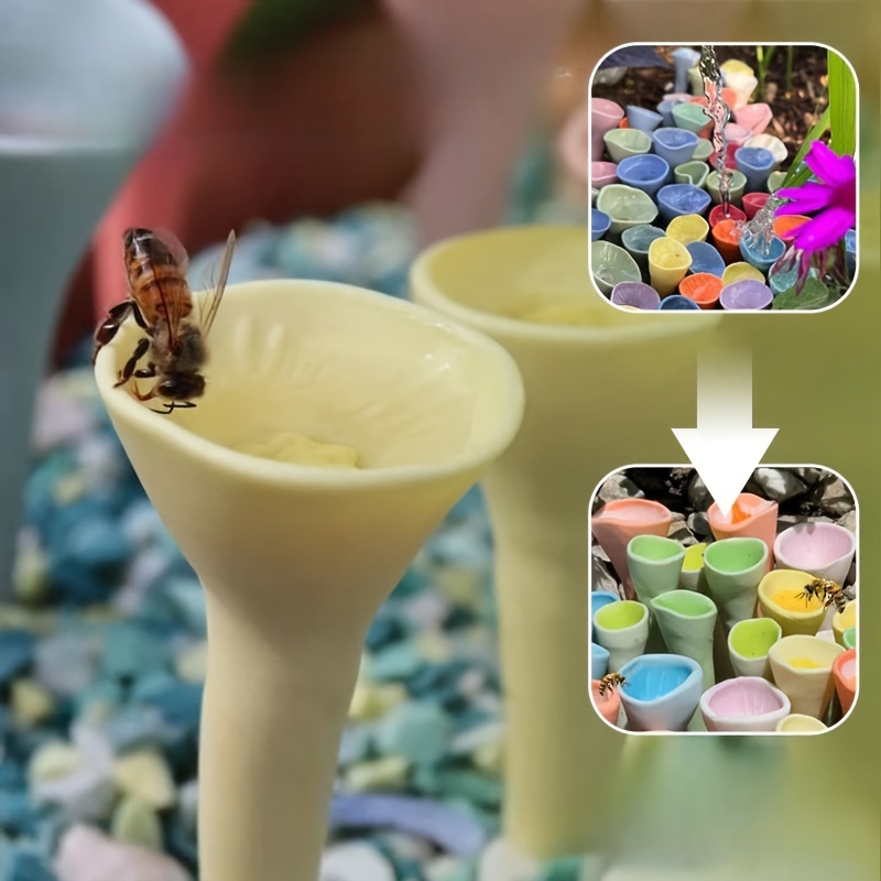 

Bee-friendly Resin Drinking Cups For Hummingbirds & Insects - Attractive Garden Decor, No Power Needed Easy Install, Nature-powered