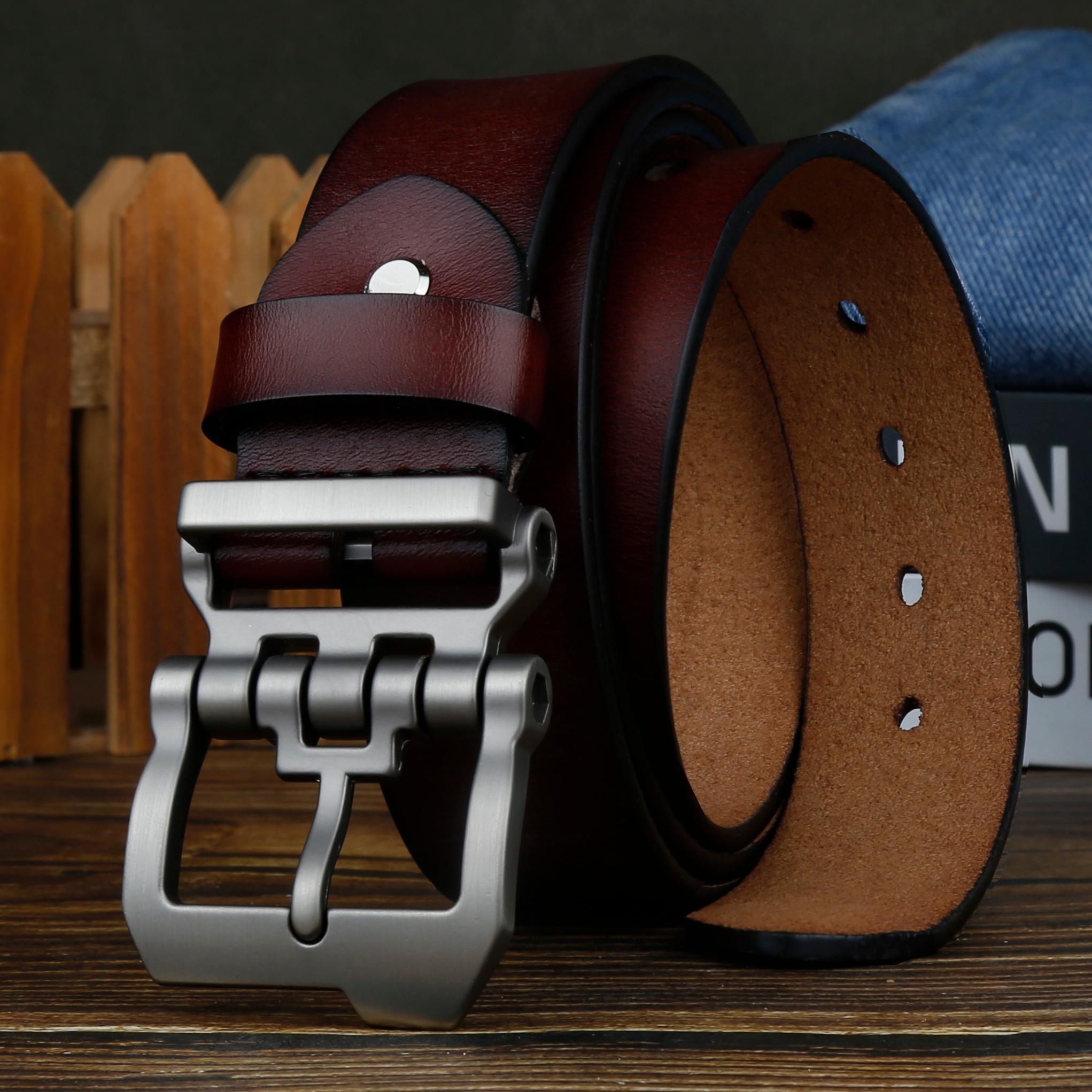 sachin and babi light blue dress Men's Leather Belts | Handcrafted in Spain main image 0