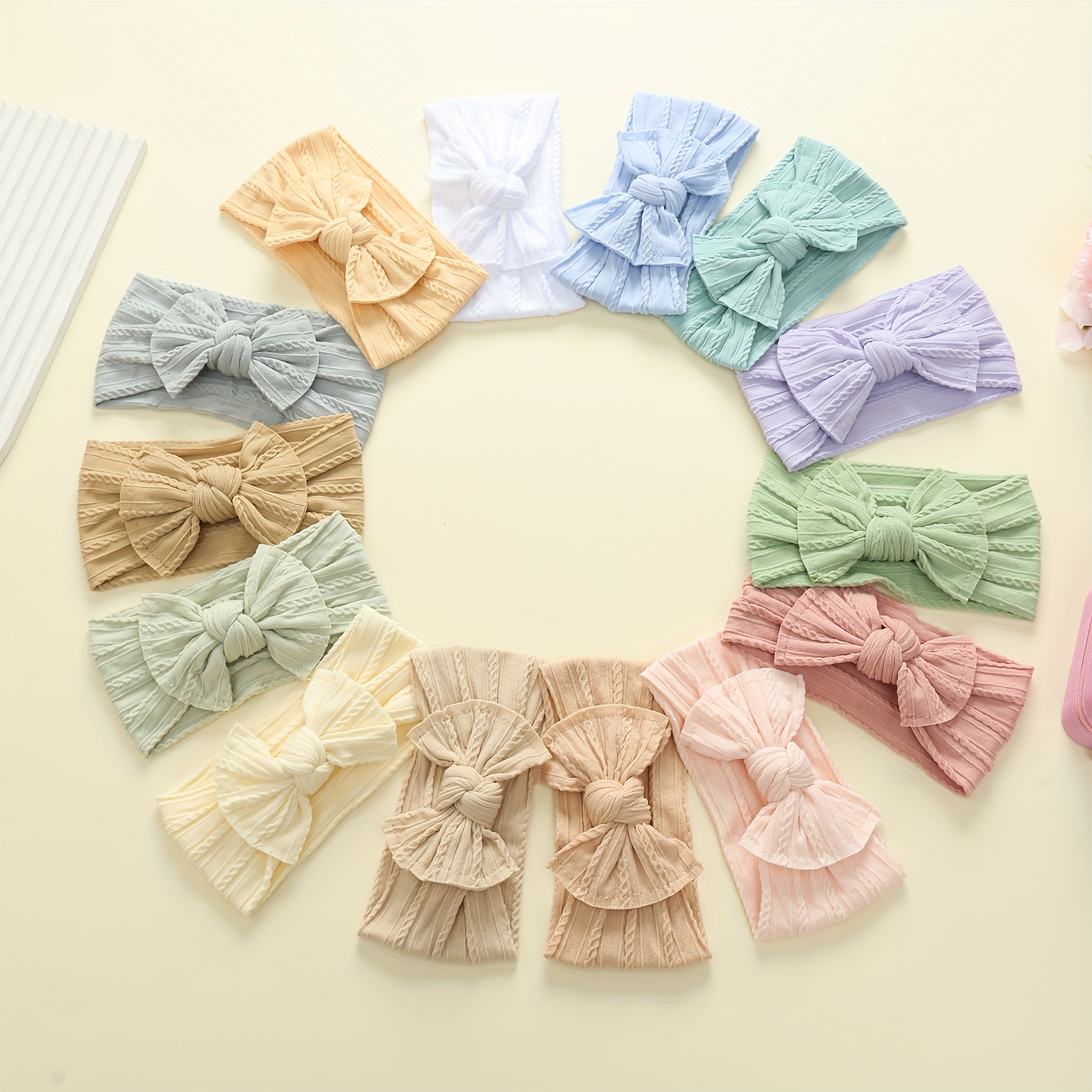 TEMU 14pcs Set Of Super Soft And Comfortable Hair Ties With Jacquard Outer Headband Suitable For