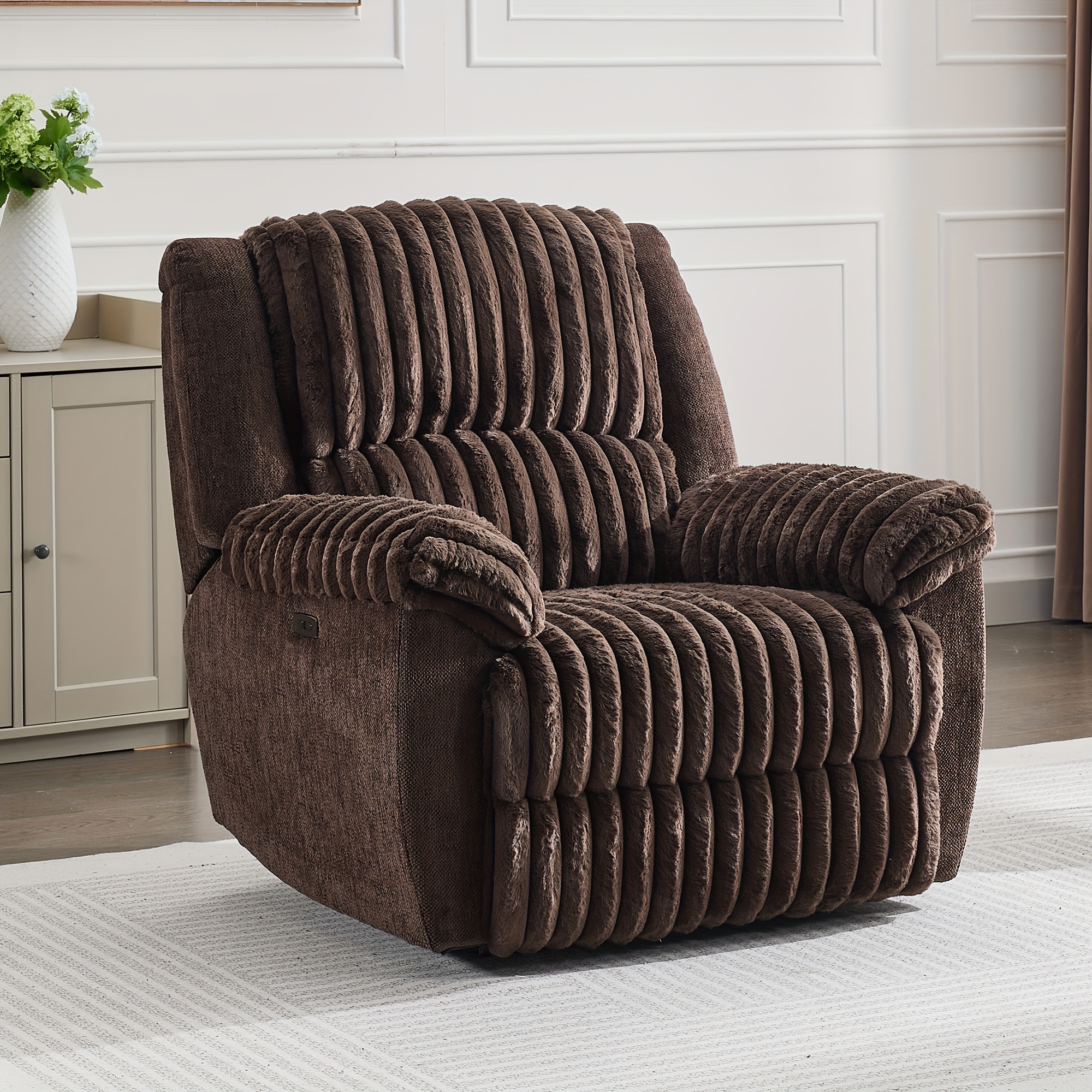 oversized electric recliner chairs soft fabric power Temu