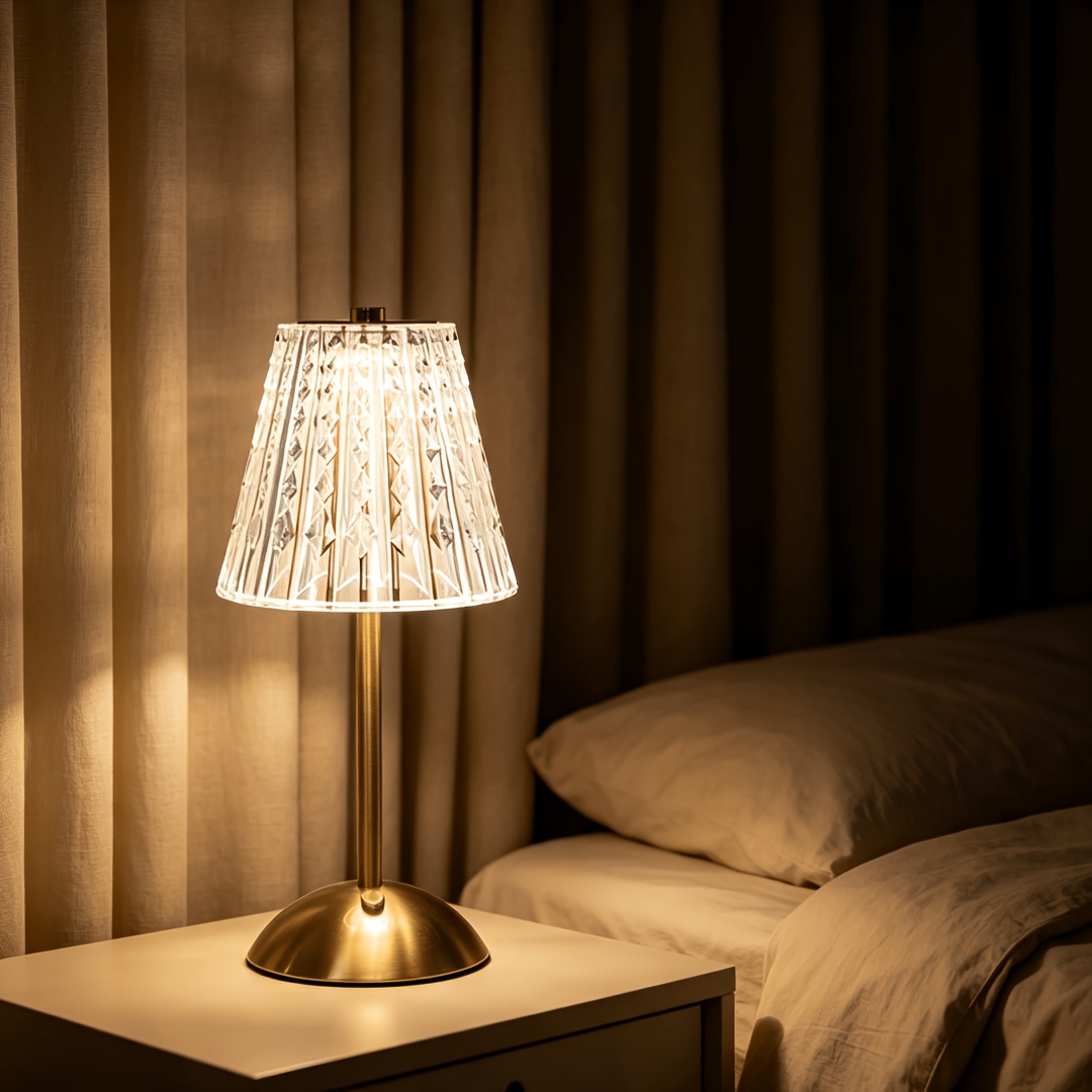 2pcs Modern Portable Wireless Crystal Table Lamps
