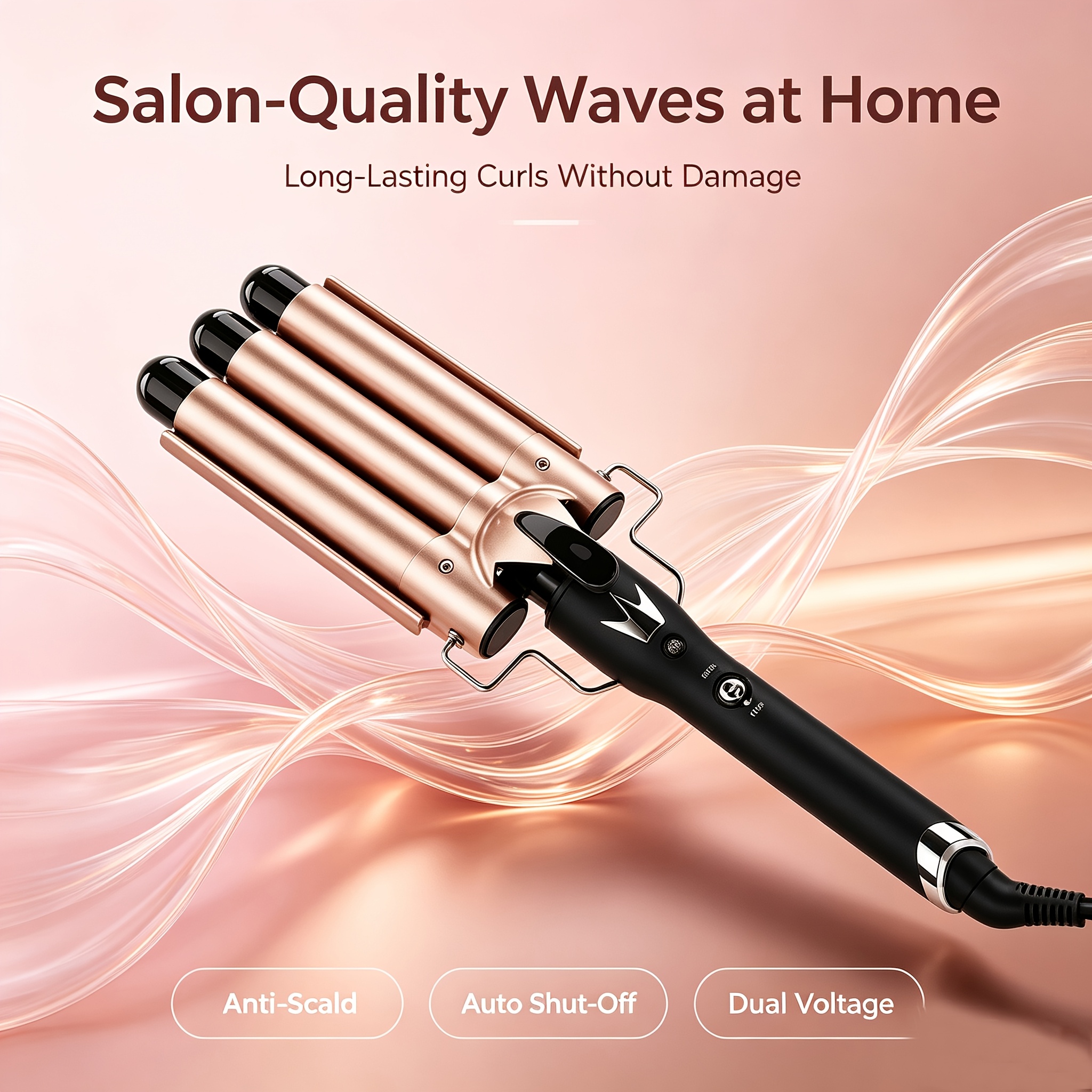 [hjhhhqhy]triple- Deep Wave Curling Iron, Quickly Up To Create Waves, Egg Rolls, And Hair. Adjustable Temperature Long-lasting For Women With Medium To Long Hair.