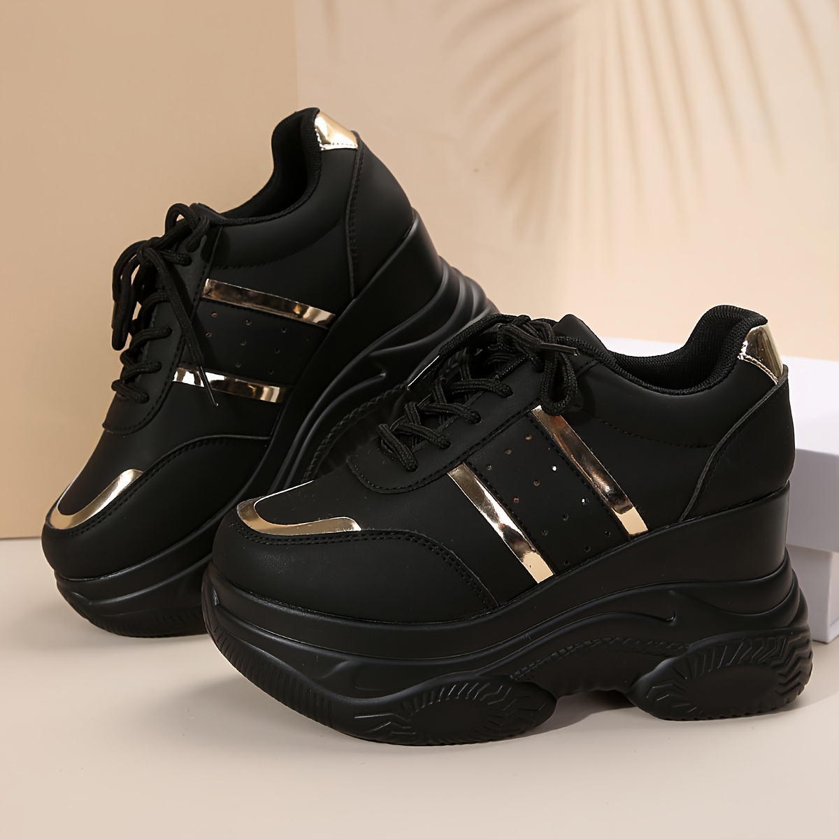 Image of 1 Lace- Heel Platform Casual Sneakers For Women, Flat Shoes, Upper, , Women Shoes
