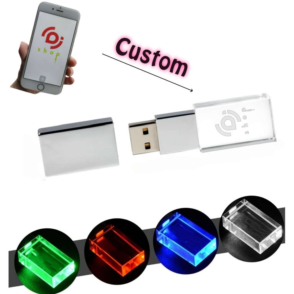 

Clé USB personnalisée en cristal, clé USB 2.0, multiple 4 Go/8 Go/16 Go/32 Go/64 Go, avec personnalisée, pour le stockage et le transfert de données.