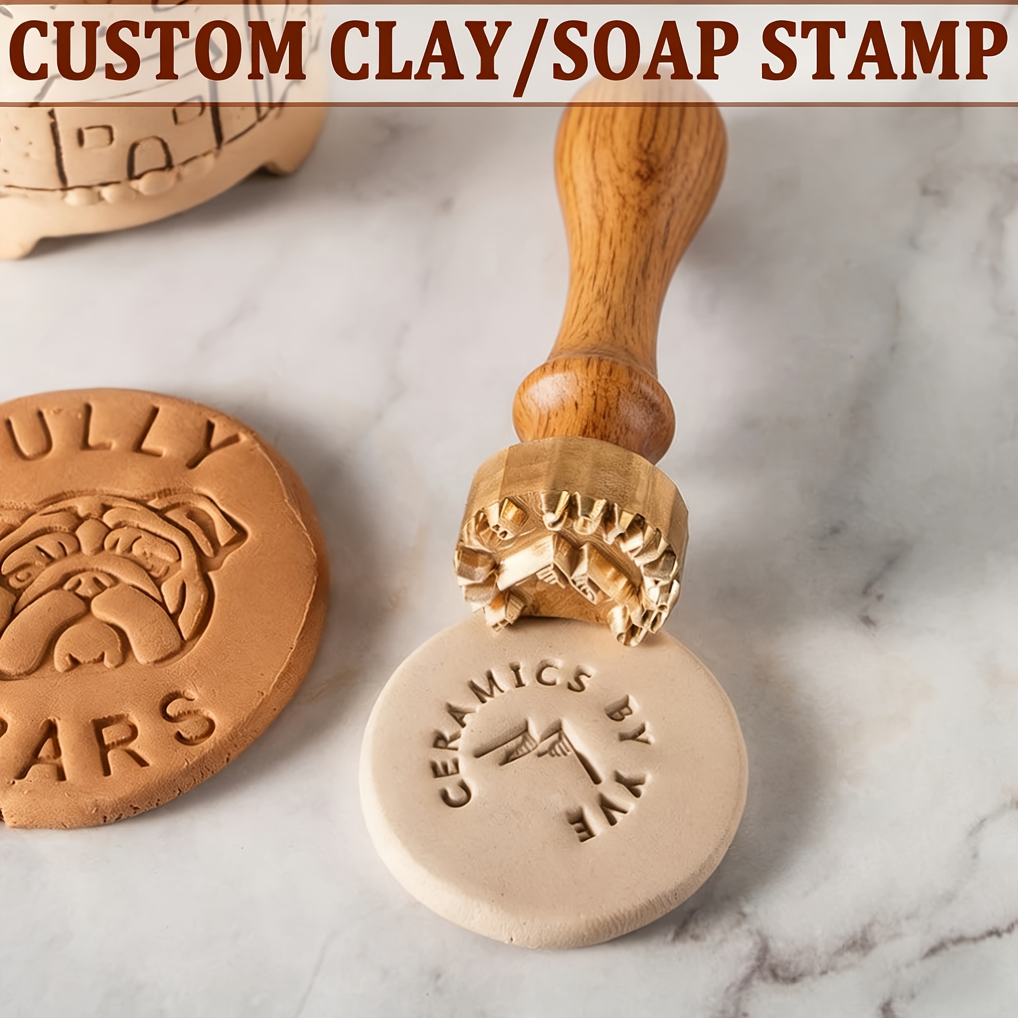 TEMU Personalized Signature Clay Soap Stamp, Custom Logo Clay Carving Tool, Custom Logo Metal Soap Stamp, Ideal For Diy Handmade Crafts, Suitable For