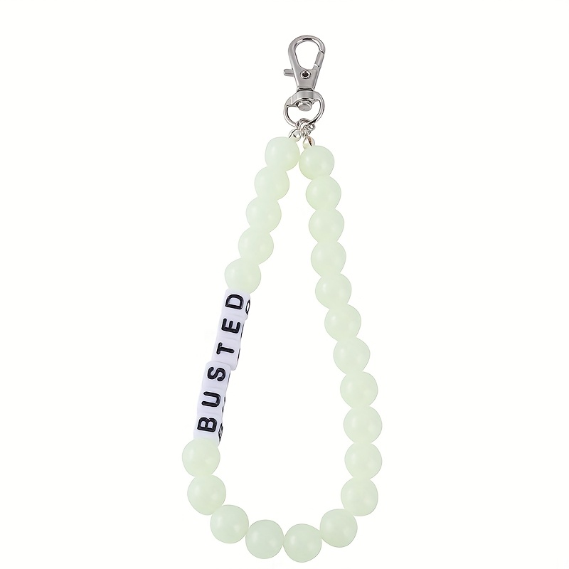 TEMU Custom Phone Chains With Fashionable Beads, Luminous Round Beads, And Letter Beads (includes Phone Strap Pads) Personalized With Names, Slogans,