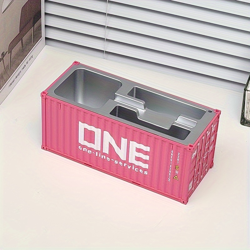 

1pc Realistic Container Model Pen Holder And Business Card Case - Perfect Gift For Transport Truck Lovers, Birthday Gift
