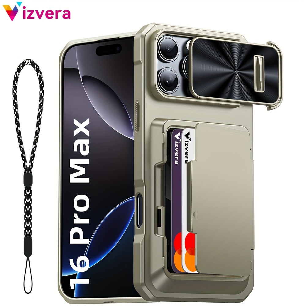 TEMU For Pro/16 Pro Max Case Wallet, Cards Holder (4 Cards) & Camera Cover & , [rfid Blocking] For Women Men, Full Body Protective For Pro/16 Pro