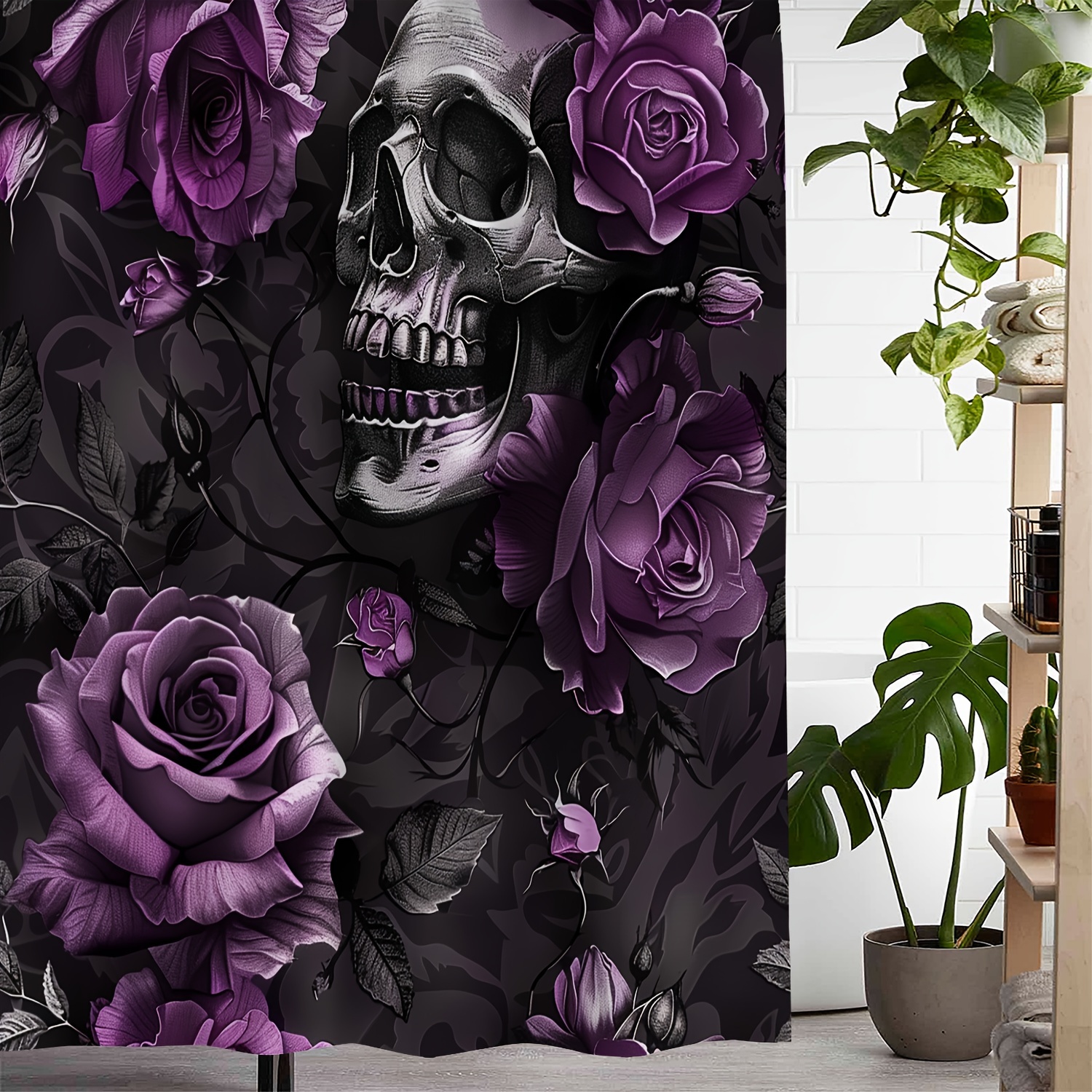 

Ultimate Waterproof Halloween Bath Curtain: 72"x72" (183cmx183cm) - Artistic Purple Floral Design, Machine Washable, Includes 12 Hooks, Suitable For Windows And Showers