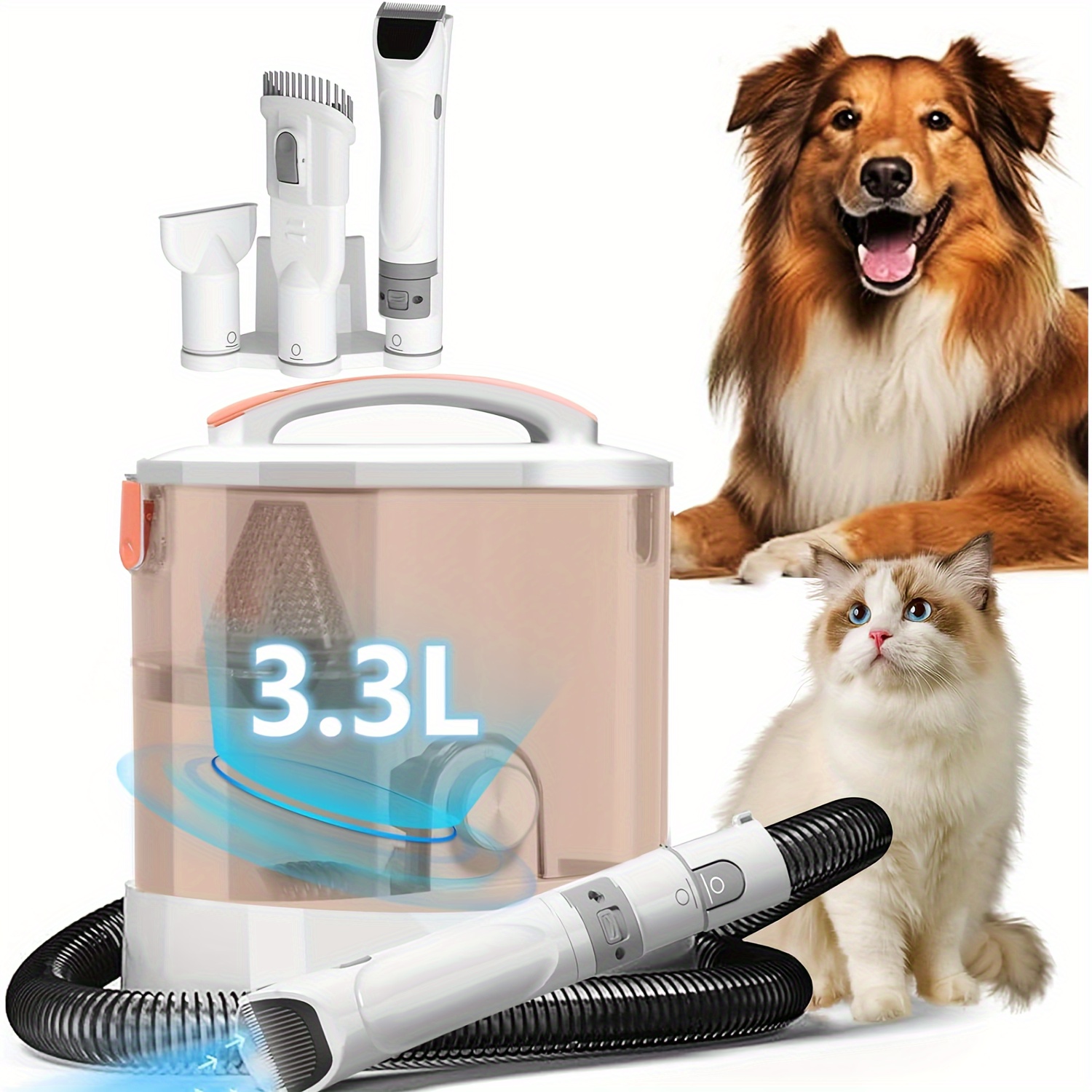 

Dog Grooming Vacuum & Pet Grooming Vacuum, Pet Grooming Vacuum For Dogs & Dog Grooming Clippers, 3.3l Dust Cup Dog Brush Vacuum With 4 Pet Grooming Tools For Shedding Pet Hair, Home Cleaning (orange)