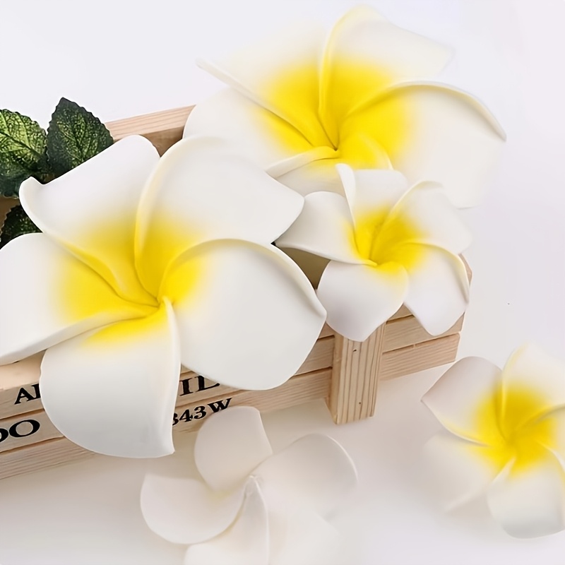 6pcs Frangipani Hairpin Simulation Pearl Hawaiian Hair Additions