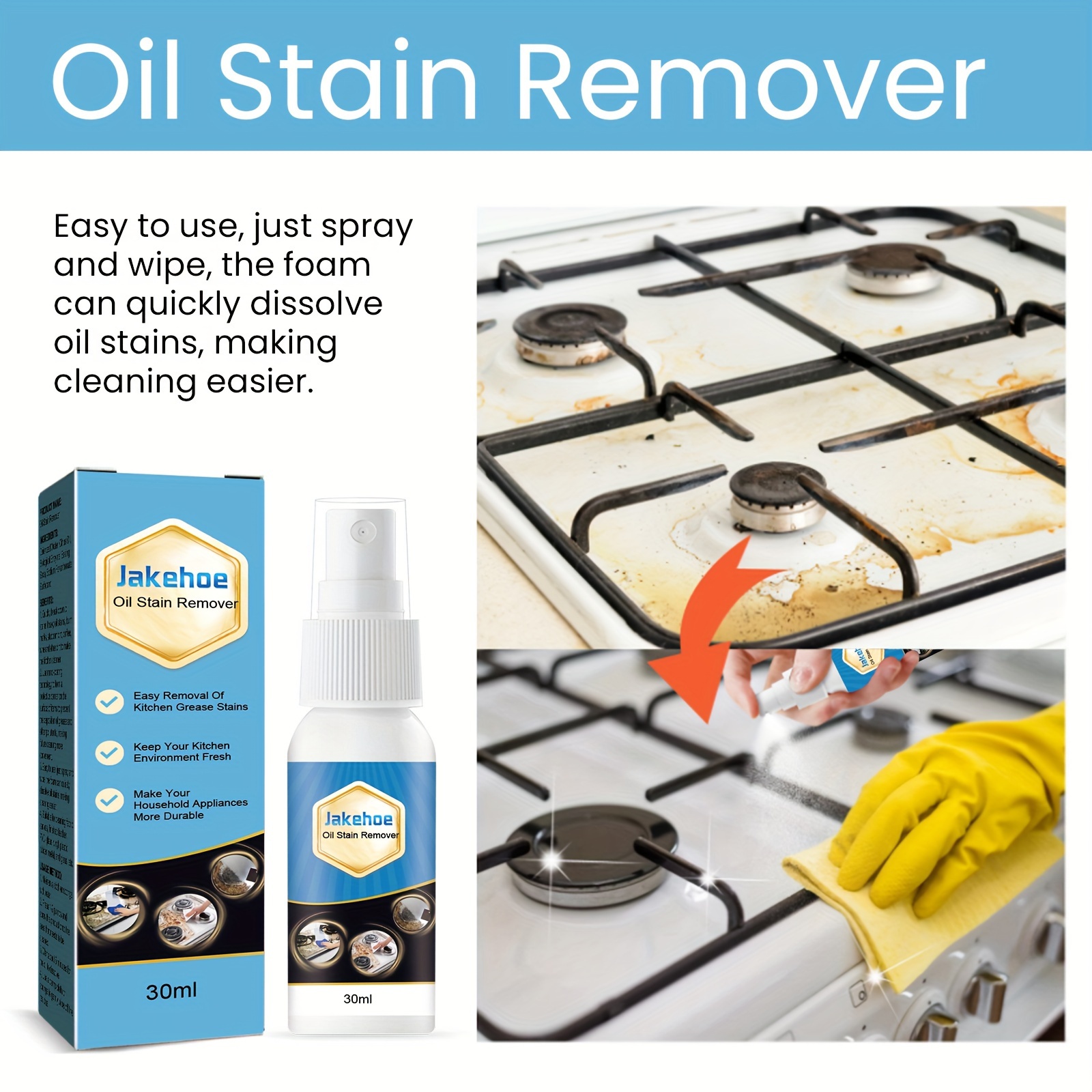 Heavy Duty Kitchen Grease Stain Remover Spray Oil - Temu