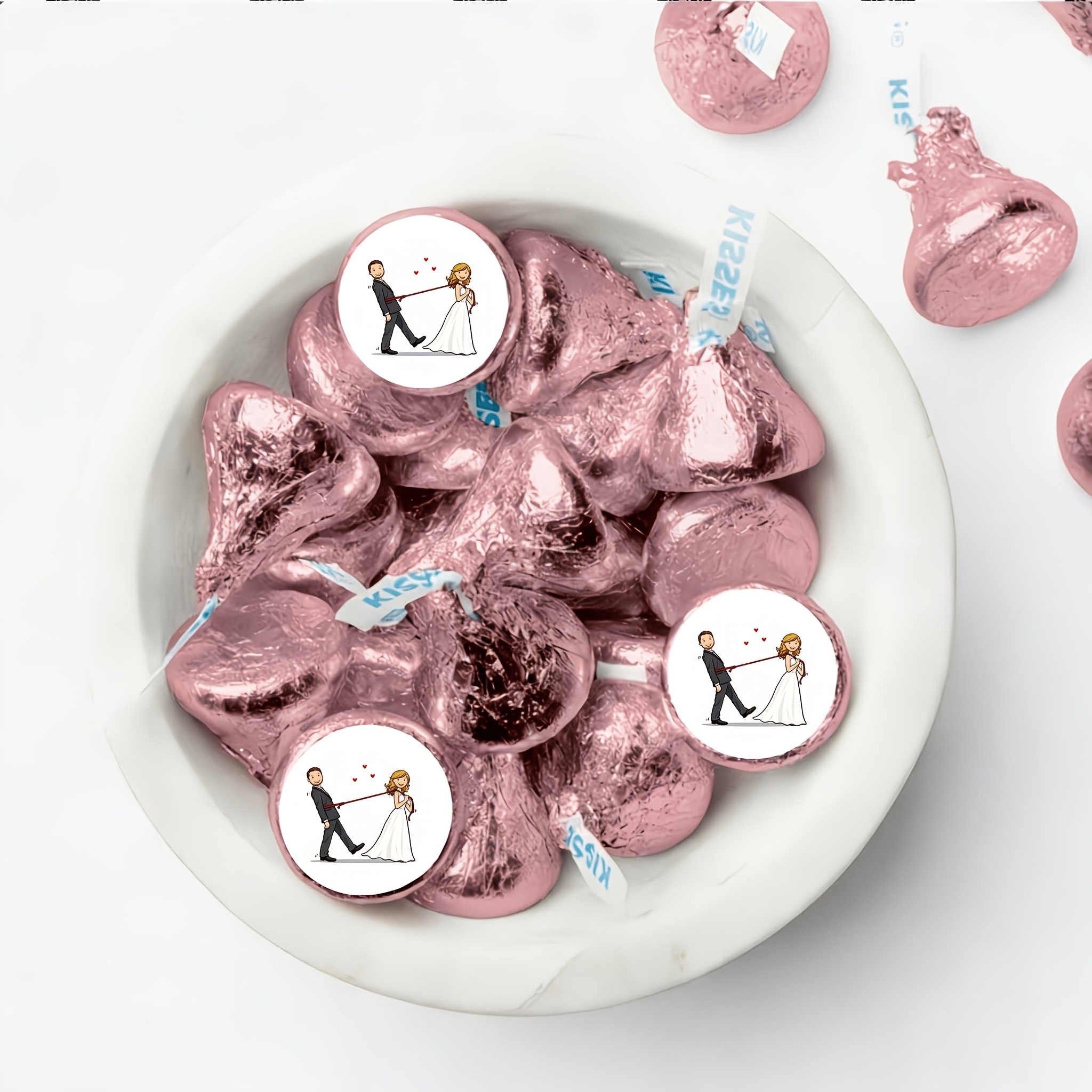 TEMU 100pcs Of Groom And Bride Pull-string Stickers, Anniversary Celebrations, Wedding Party Favors, With Chocolates, Candies, And Envelopes