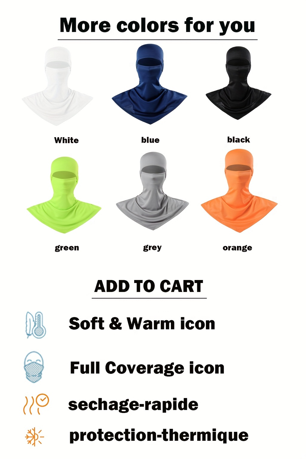 Breathable Balaclava Mask - UV Safeguard, Full Face Cover for Outdoor Sports & Cycling, Elastic Fit, Solid Color details 1