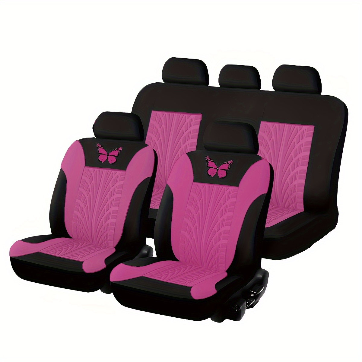 TEMU Men's And Women's Fashion Perm Cloth Embossed Car Seat Cover 5 Seats Whole Car 9pcs Set, Christmas Gifts