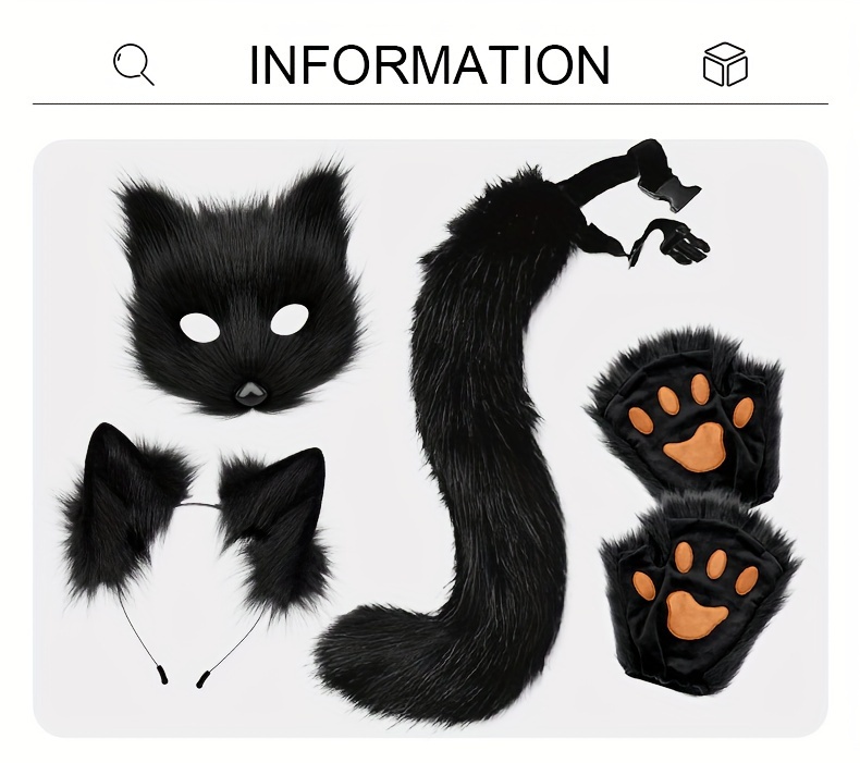 TENDYCOCO Renard - Masque Kabuki Kabuki Kabuki Pour Halloween Cosplay Demi-visage Animal Mascarade Pour Homme Et Femme