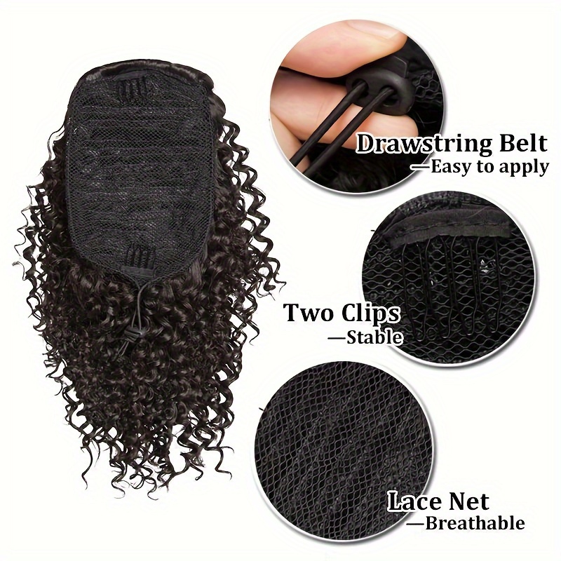 8 inch short   ponytail extensions for synthetic afro hair with 2 clips multi color options light brown to dark red secure drawstring closure for     ponytail hair extensions details 5