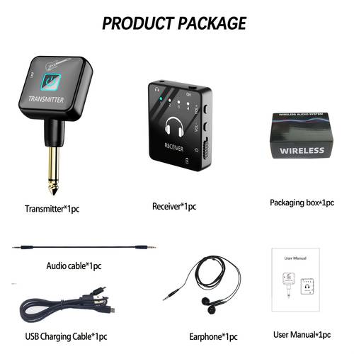 wireless in ear monitoring system with transmitter and clip receiver microphone suitable for musicians band practice live performance