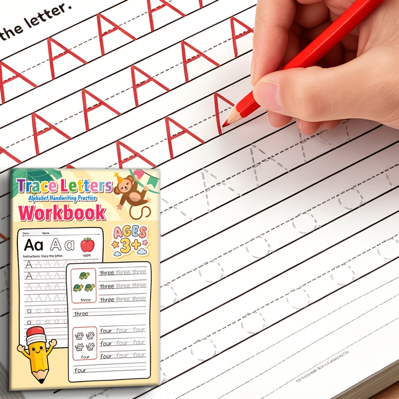 English Tracing Writing Workbook, Pen Control Practice Book, Children's Early Cognitive Learning Teaching Aid, Kindergarten Writing Course Handwriting Practice Notebook
