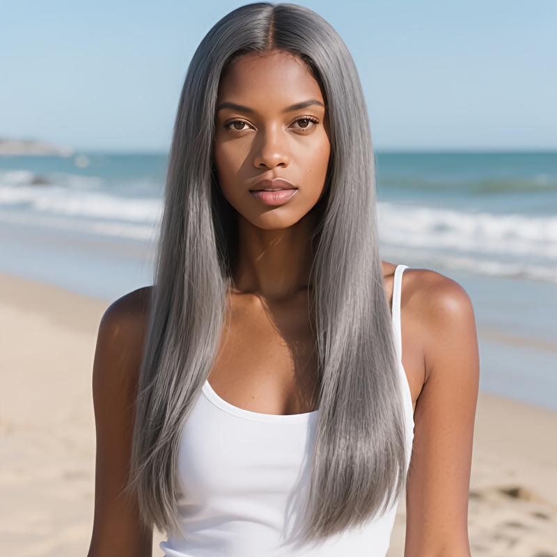 TEMU Realistic Middle Part Straight Hair Wig Suitable For Photo Shoots & Vacations - Boosting Temporary Hairpiece With Look, Suitable For Daily Wear, Weddings, Parties, For