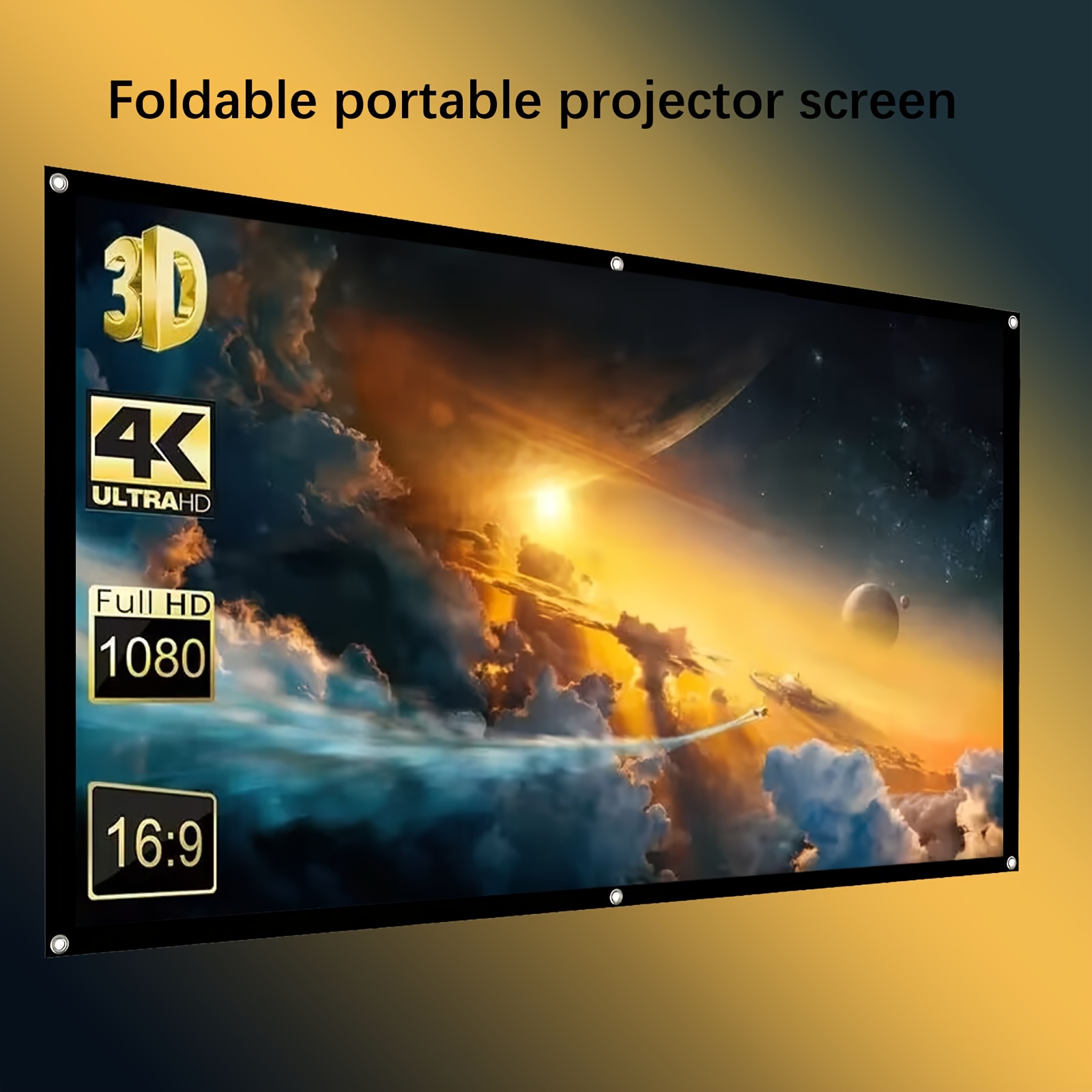 

Écran de Projecteur Portable HD de 150 Pouces - 16:9, Pliable & Sans Plis pour Utilisation Intérieure/Extérieure, Support de Projection Recto-