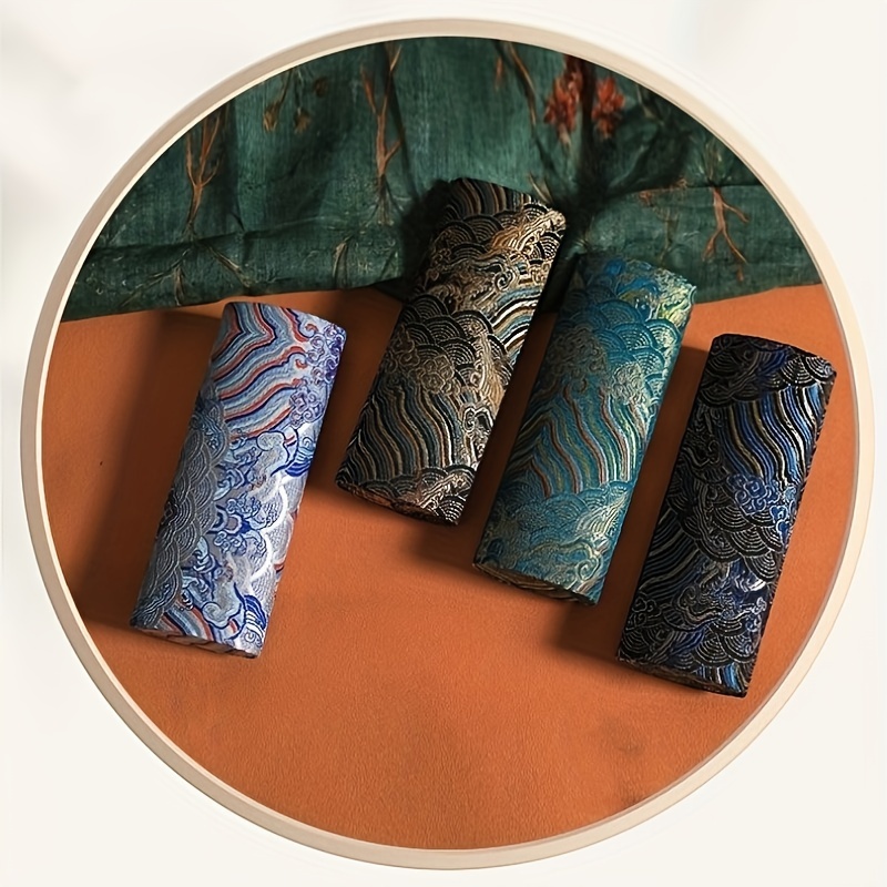 semi hard glasses case elegant vintage brocade design glasses storage holder for women men details 3